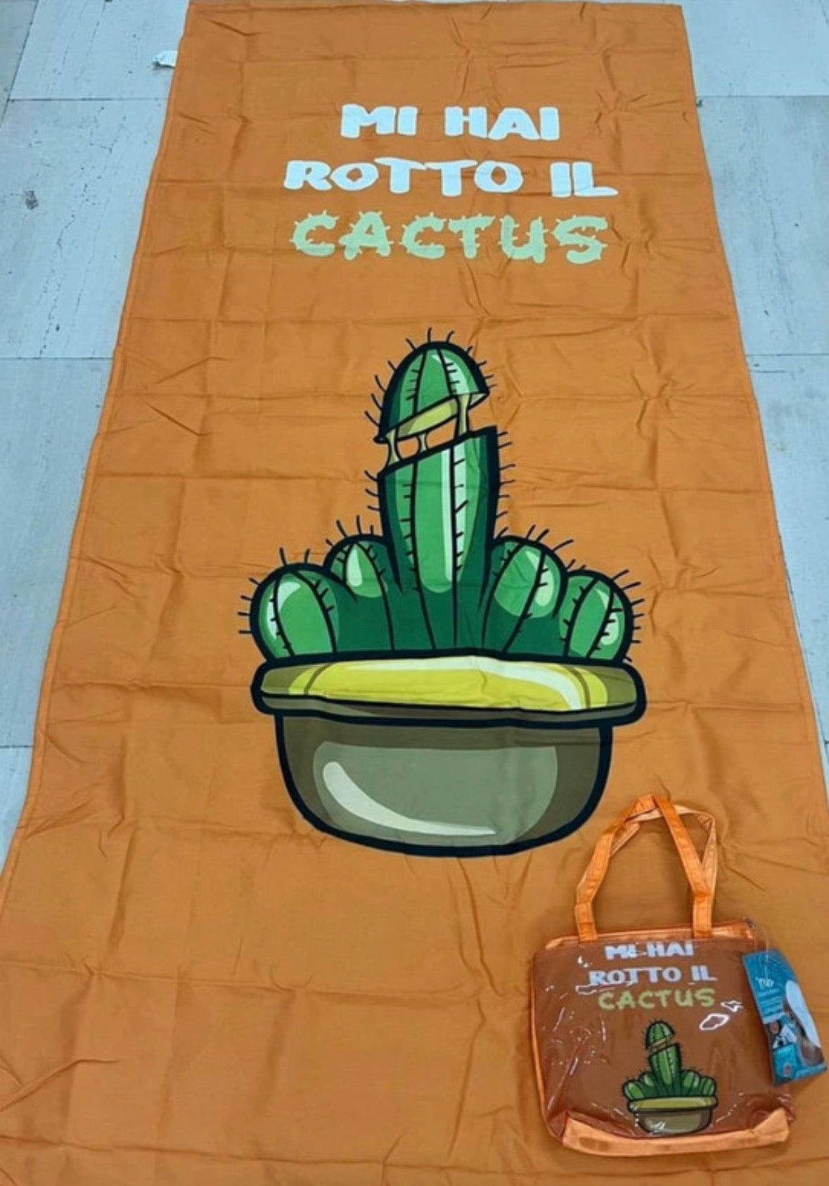 Borsa + Telo Mare 90x170 - “Mi hai rotto il cactus”.
