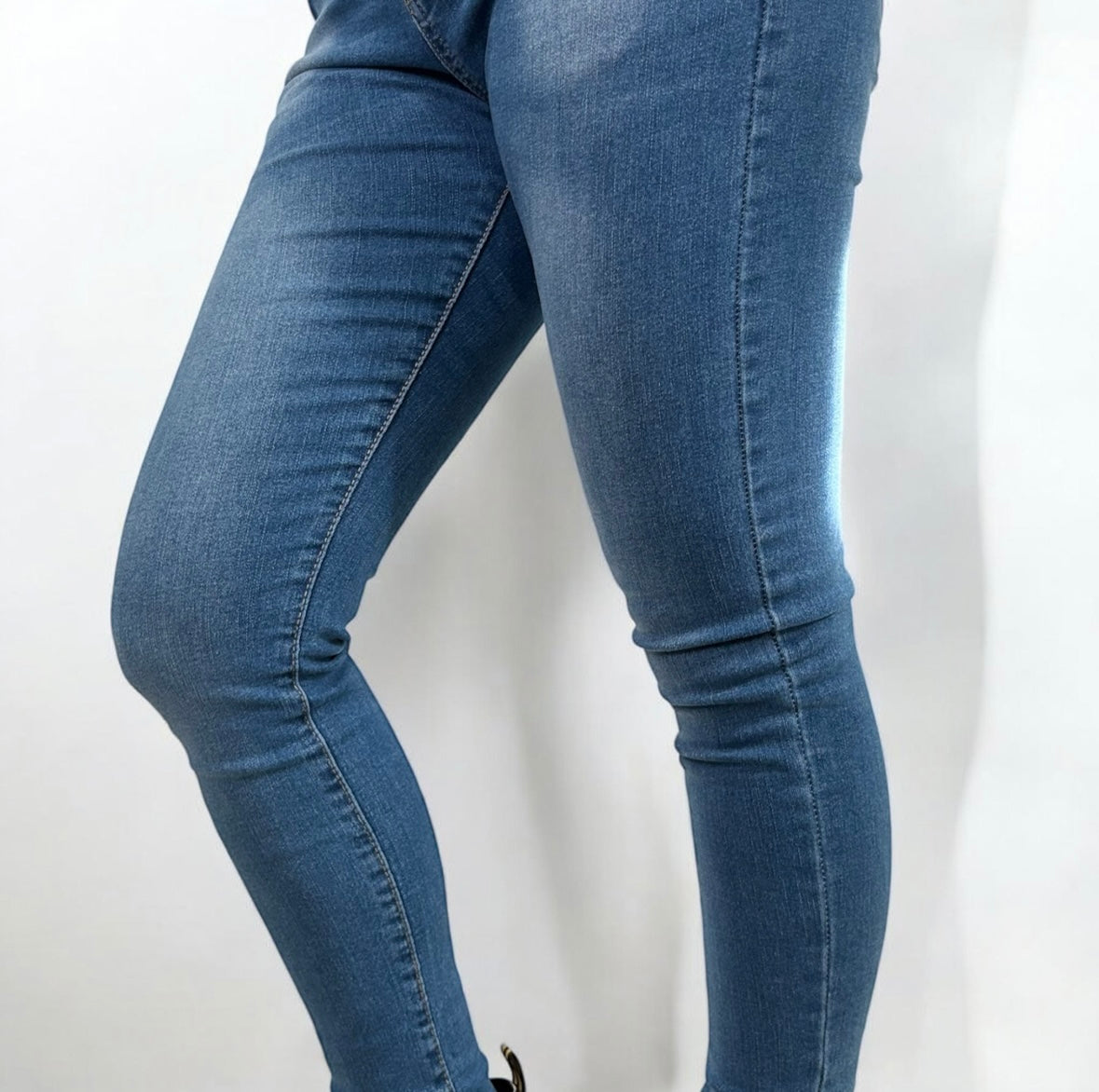 Jeans Skinny Donna Vita Alta Blu Scuro - Denim Elasticizzato Premium