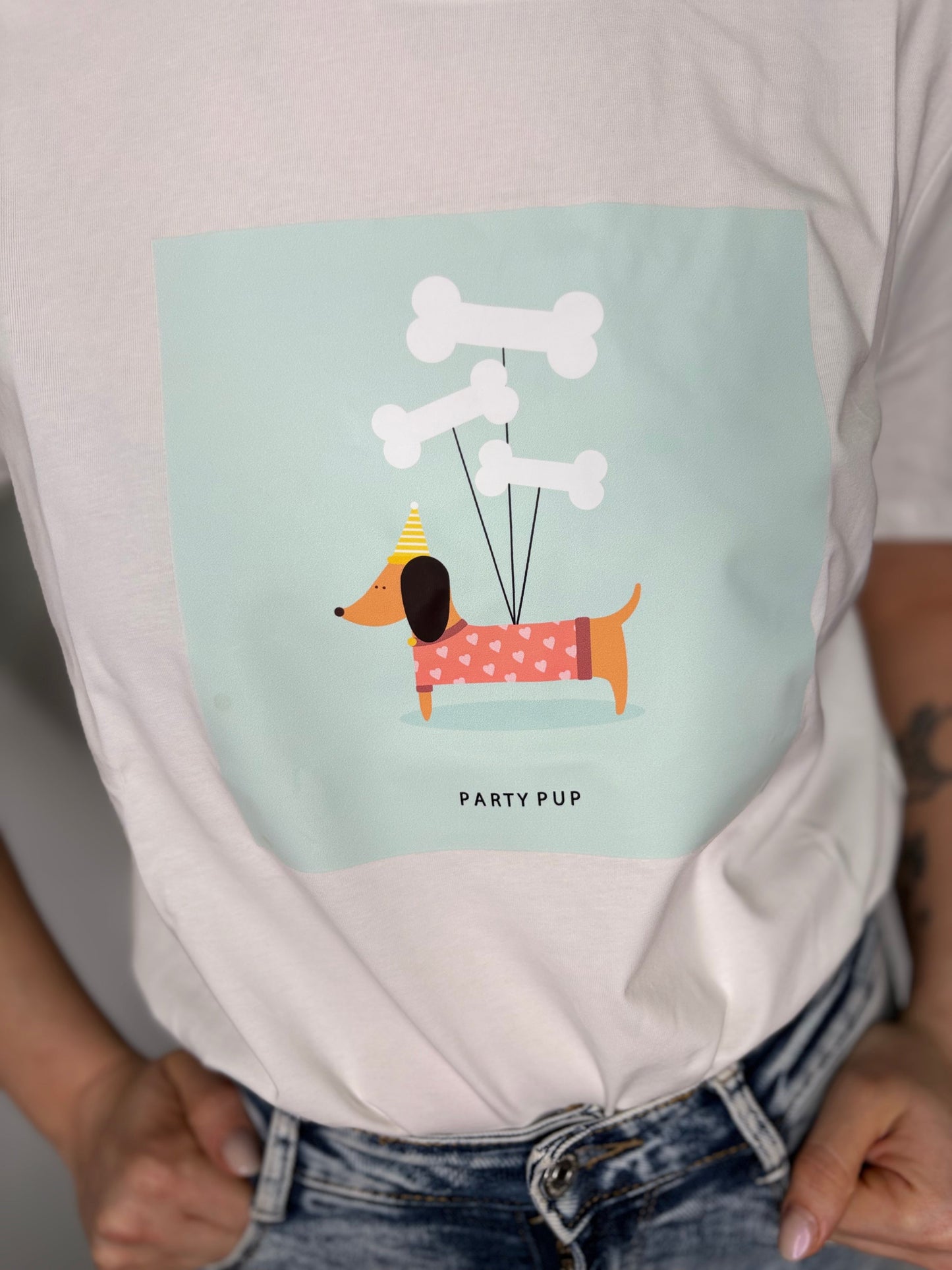 T-Shirt Party Pup Bassotto - Taglia Unica XS-XL