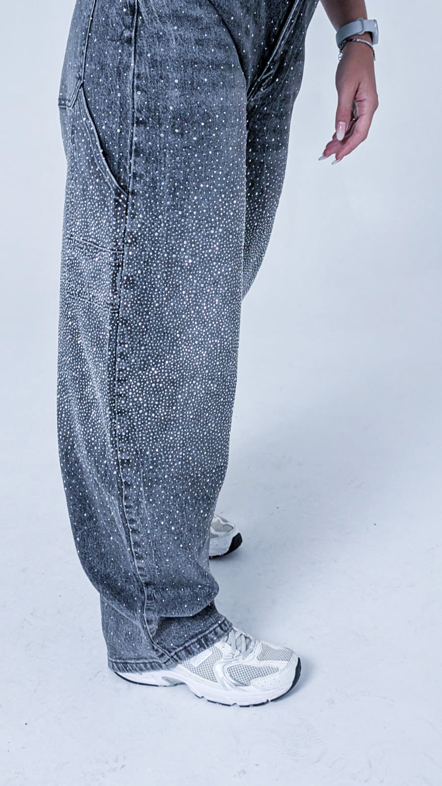 Jeans Glitter Donna - Stile Baggy con Strass