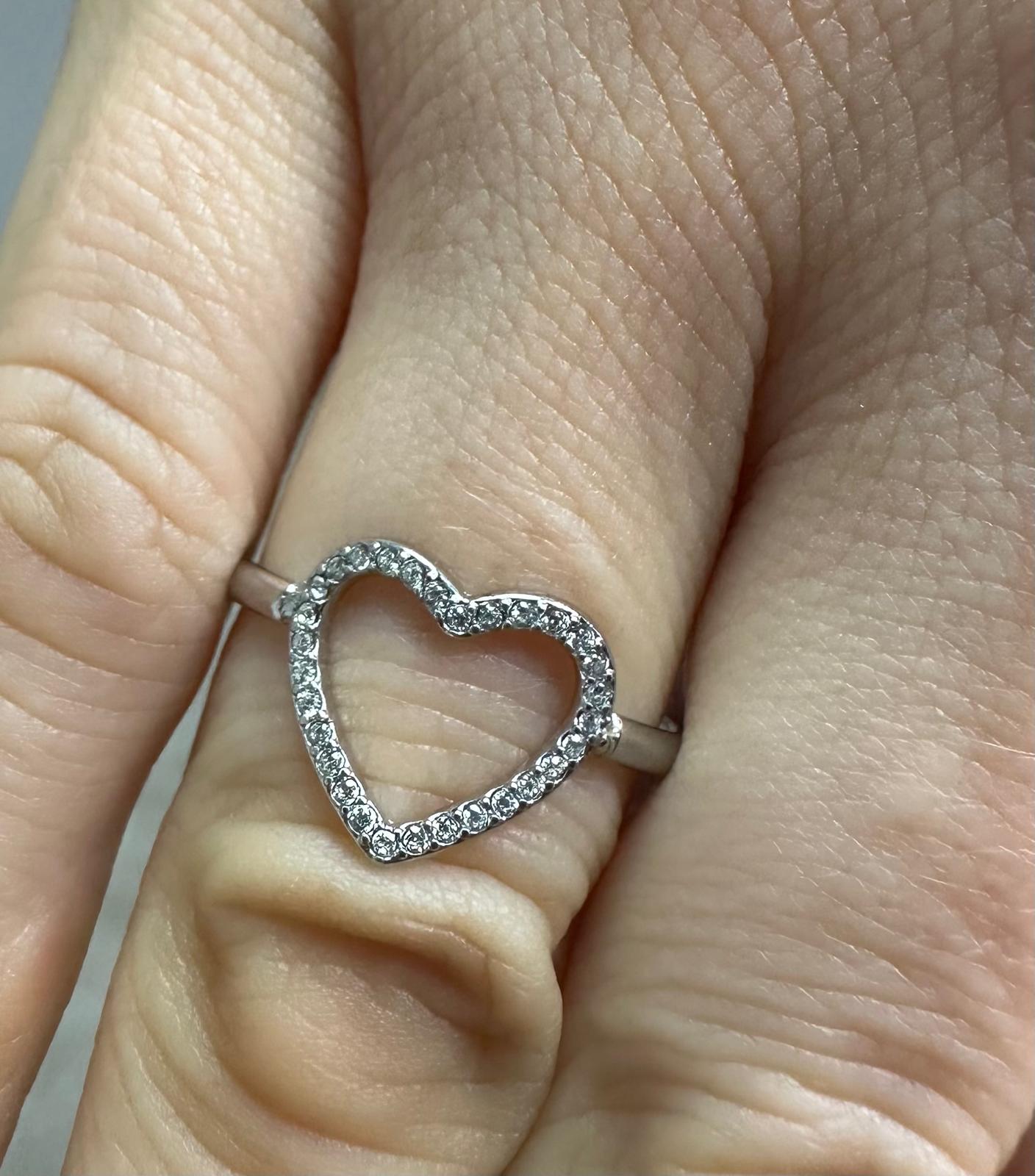 Anello Cuore Regolabile con Strass - Oro e Argento