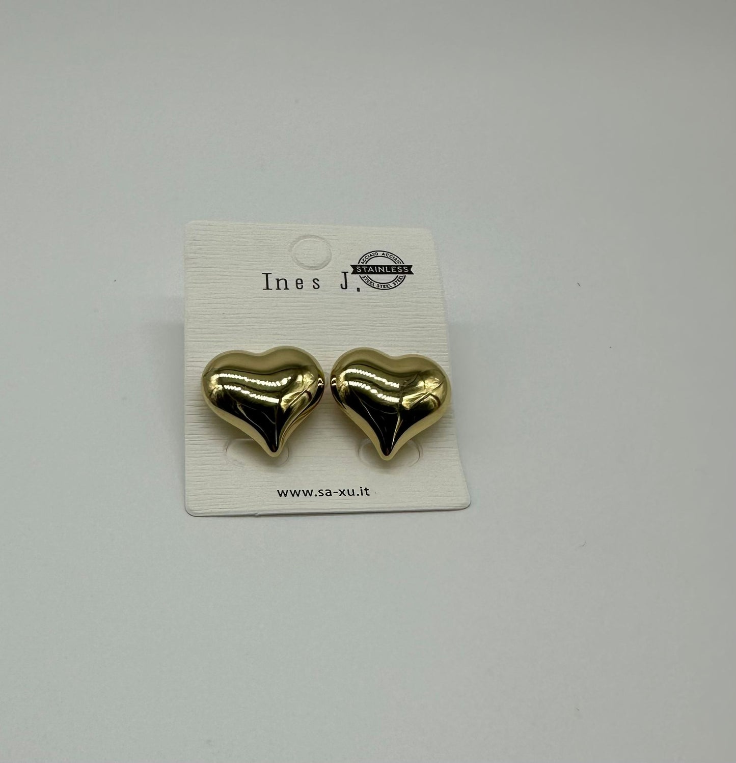 Orecchini a Cuore in Acciaio Inossidabile - Ines J. Gold e Silver