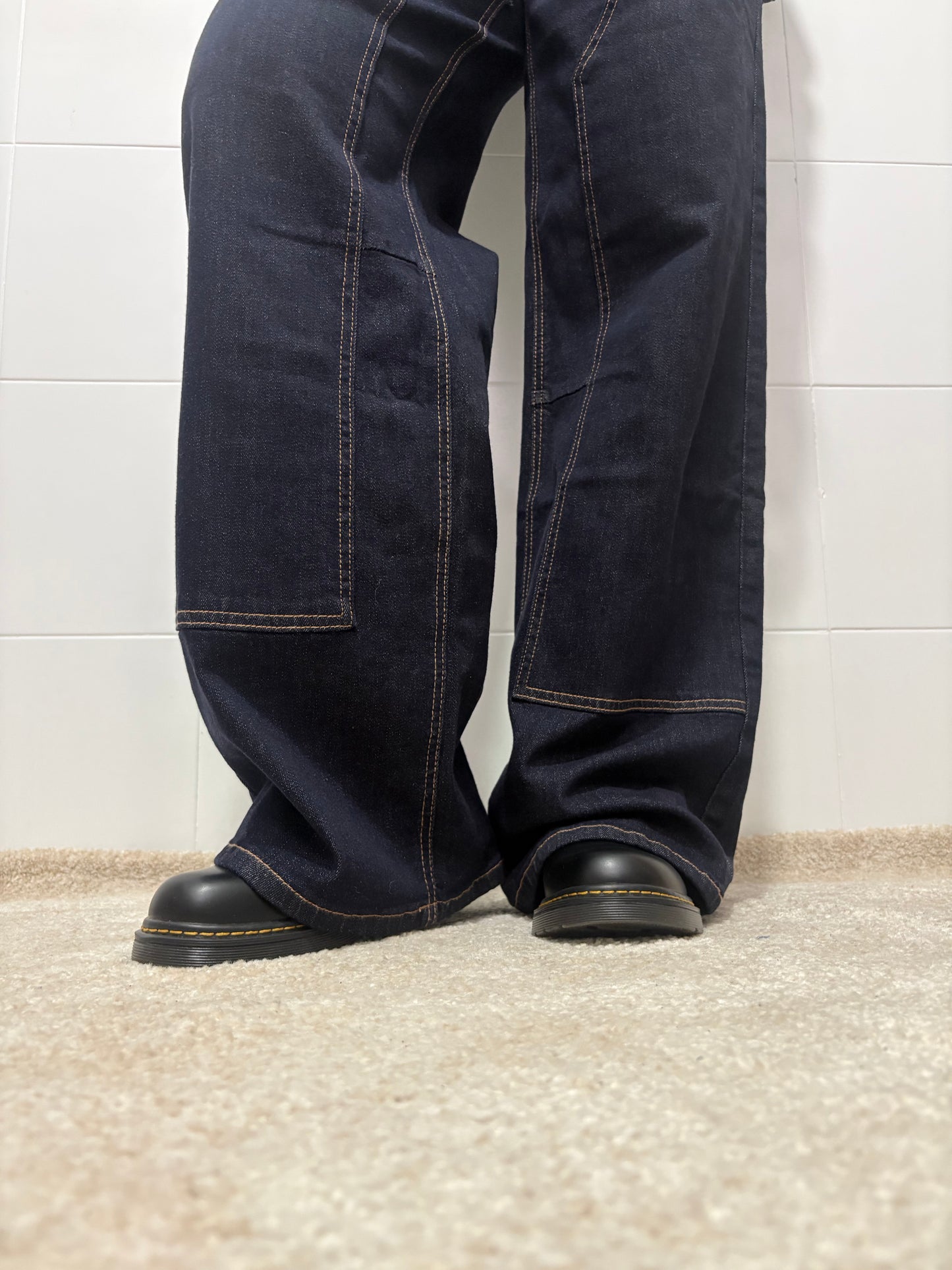 Coordinato Denim Donna Blu Scuro - Camicia e Pantaloni Cargo