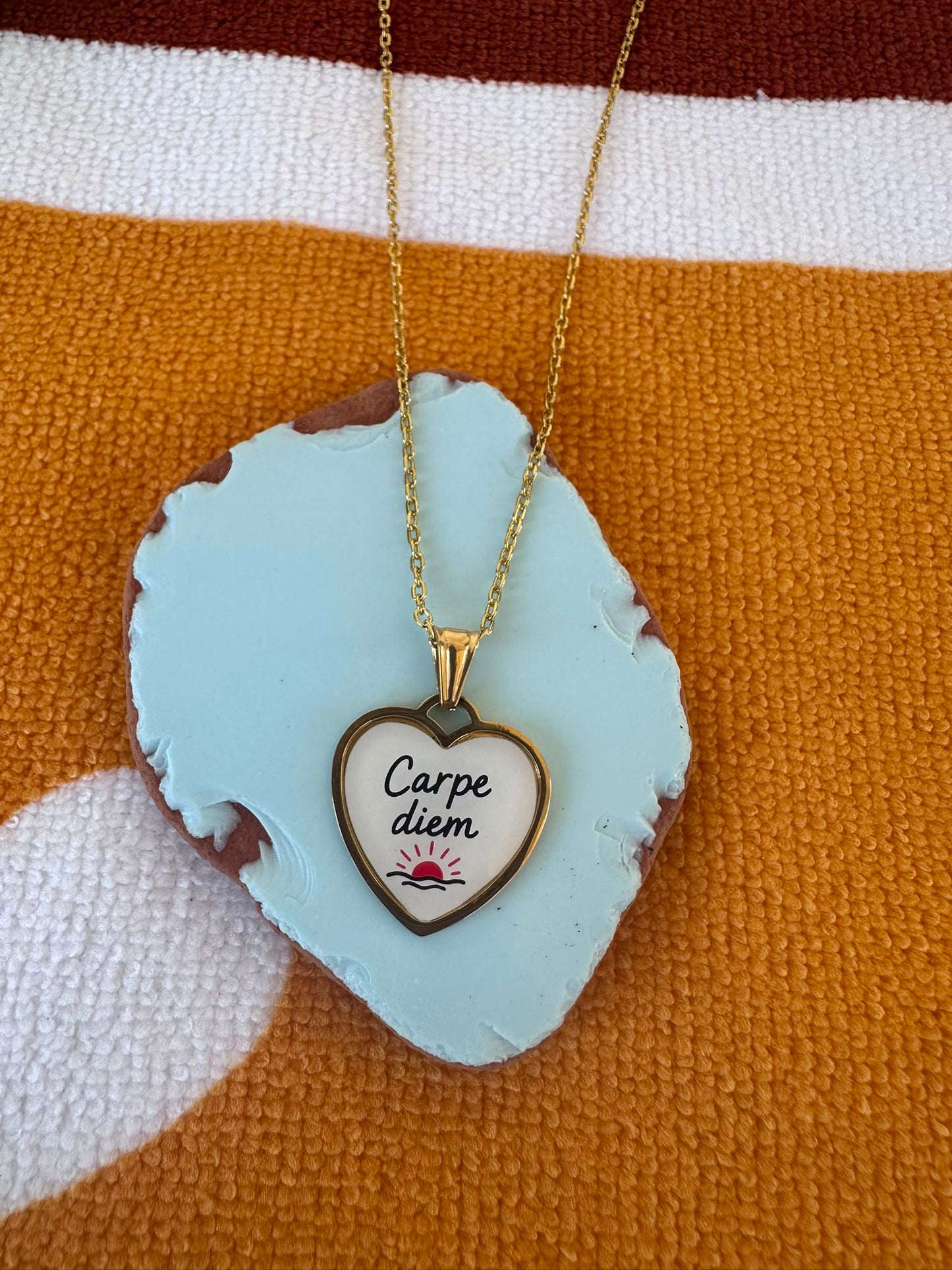 Collana Carpe Diem Cuore Acciaio Inossidabile Dorato