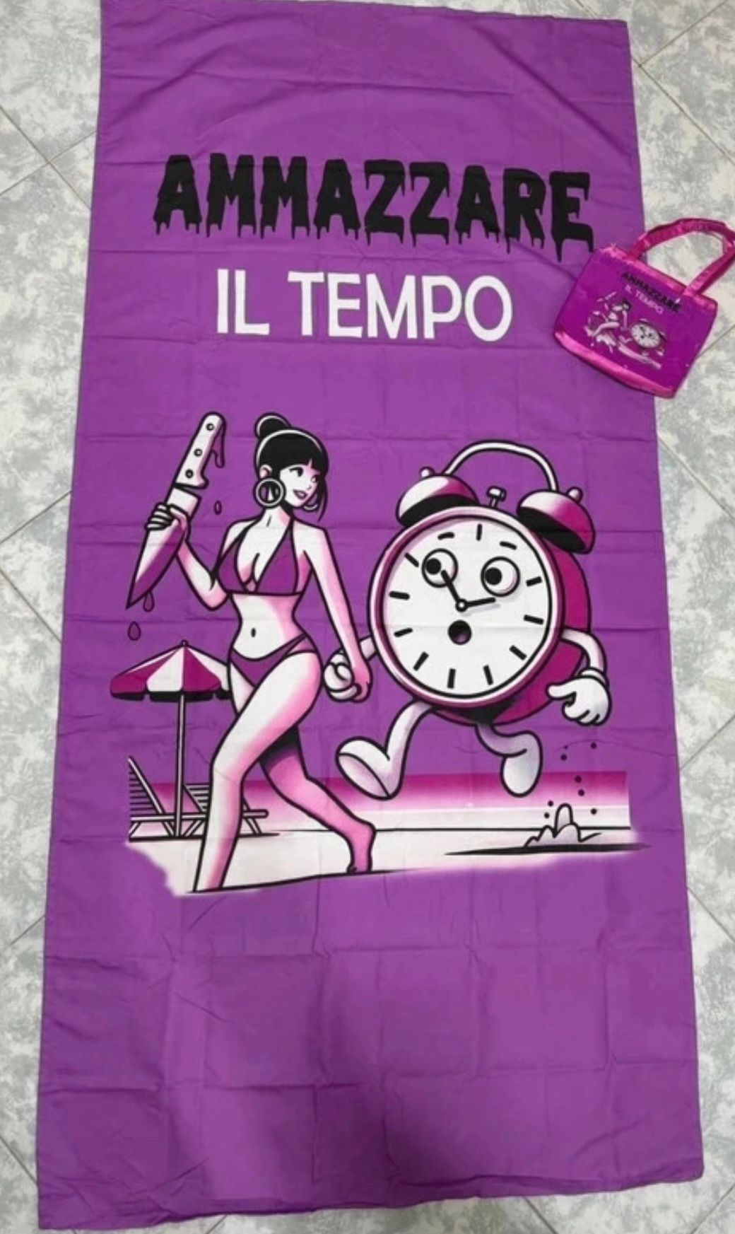 Set Mare Ammazzare il Tempo – Borsetta + Telo Mare 99x120 cm