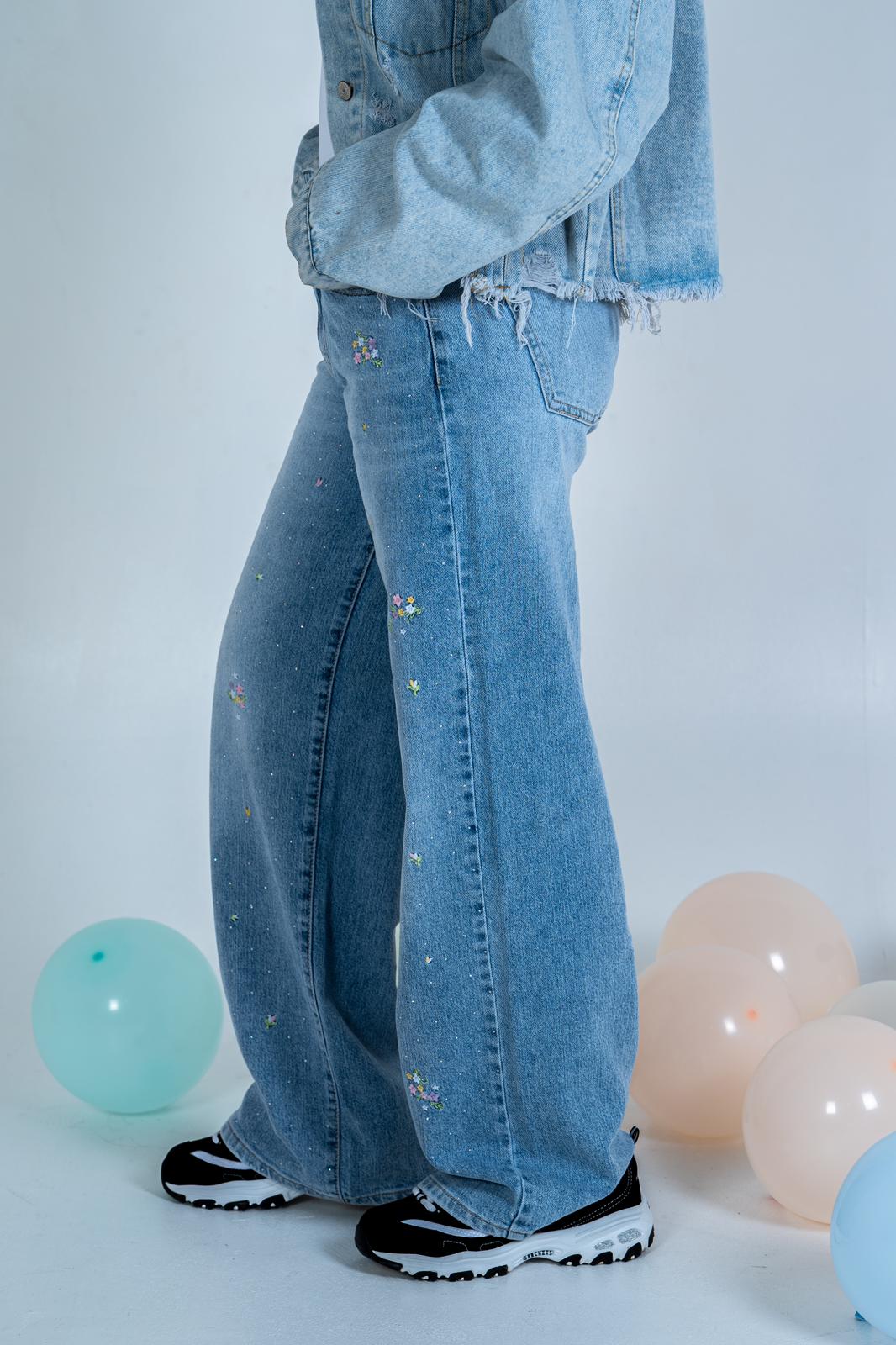 Jeans Flower Donna con Stampa Floreale - Stile Romantico | DR-CLYDE SHOP"