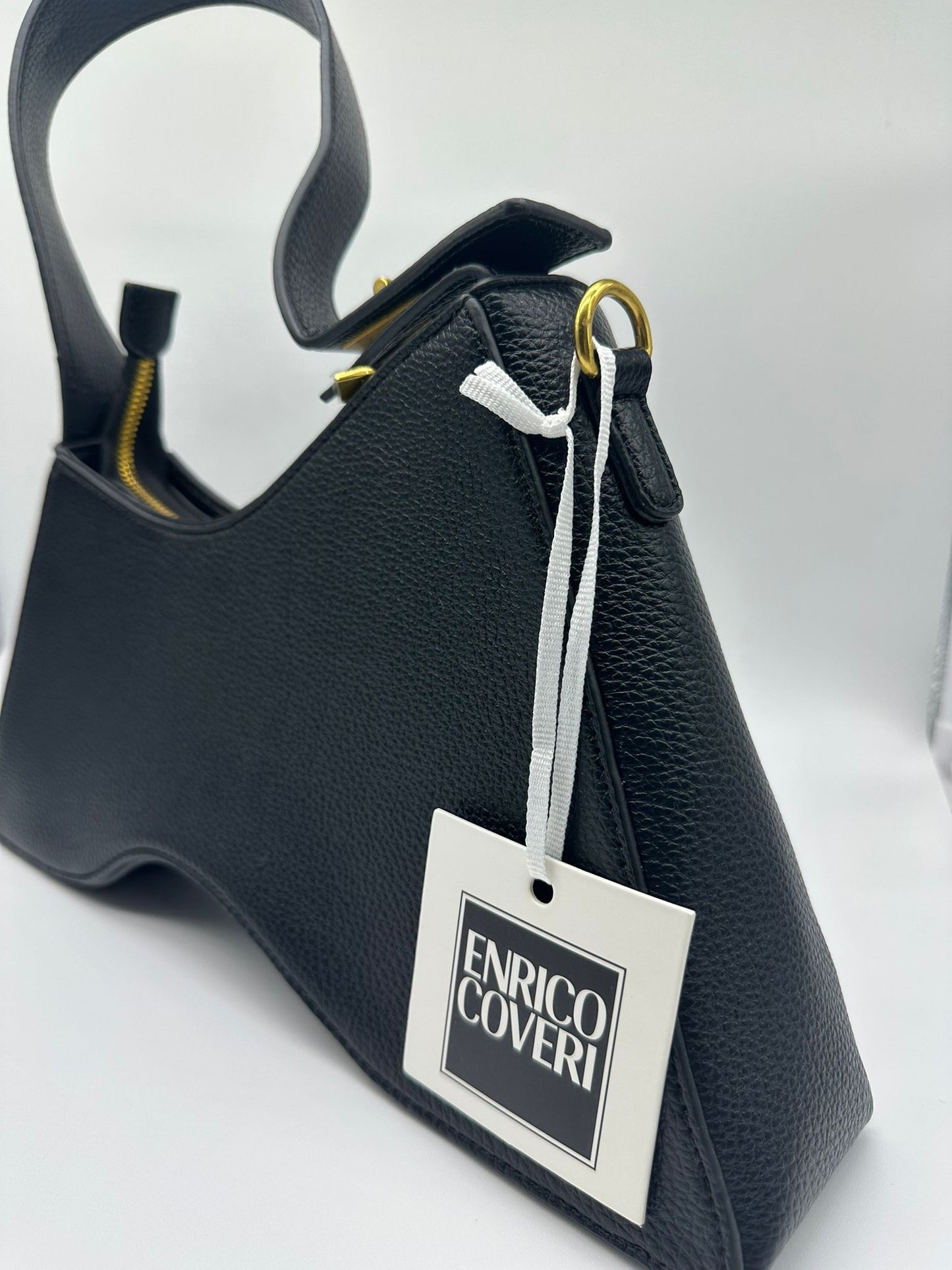 Borsa a Spalla Donna Nera Design Geometrico con Tracolla Regolabile