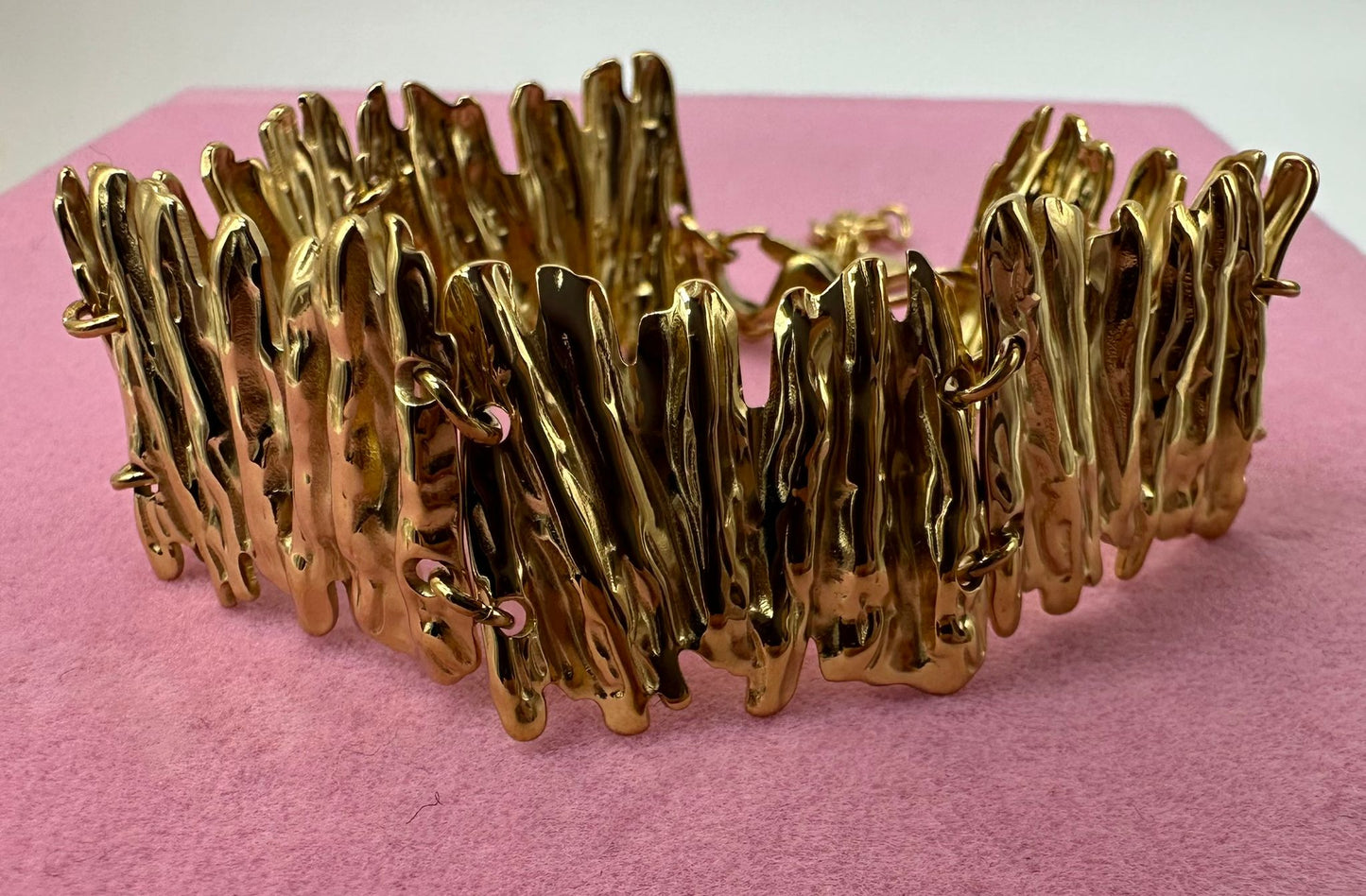 Bracciale Rigido Texturizzato Effetto Ondulato - Acciaio Inossidabile Oro Silver