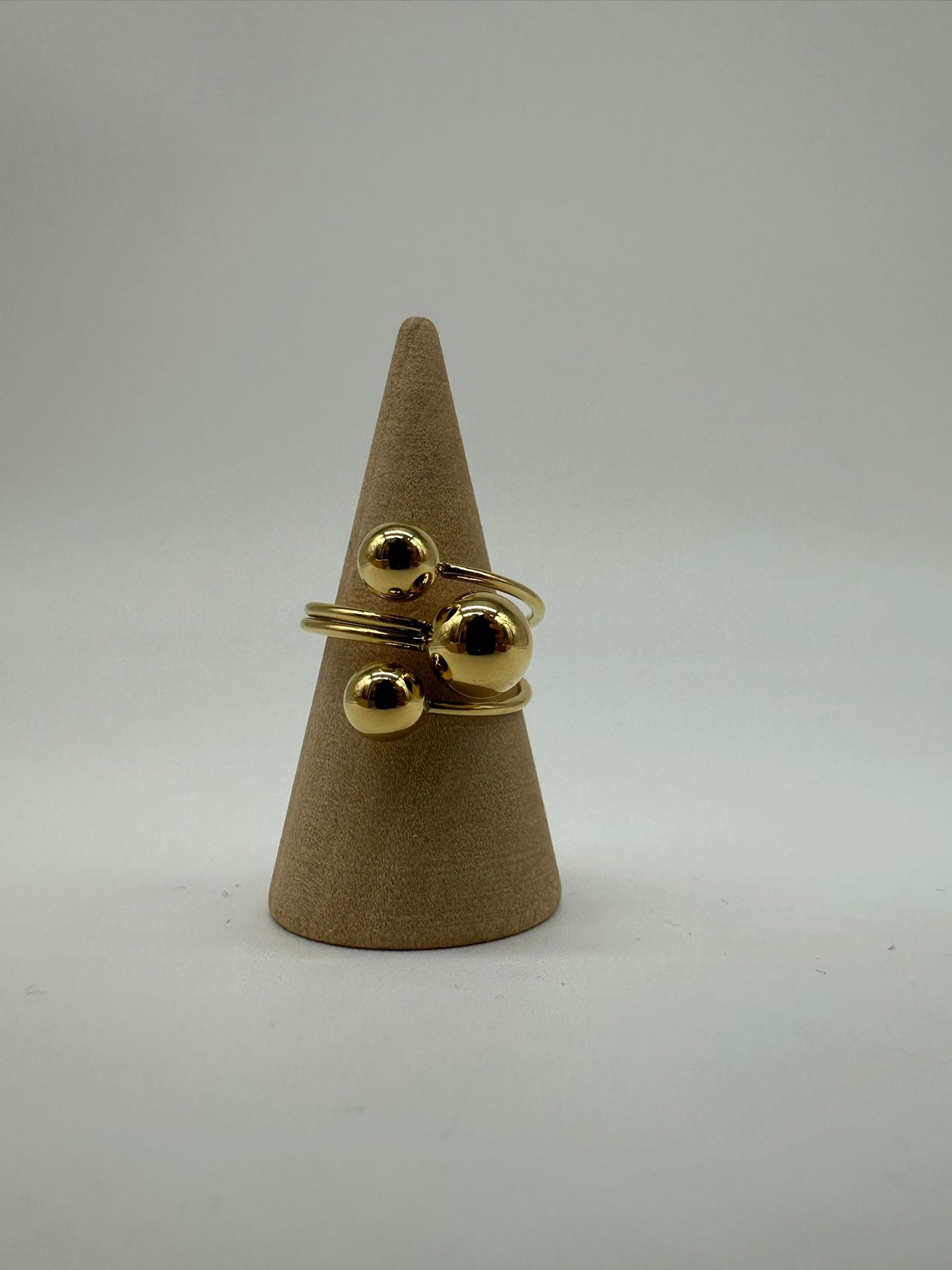 Set 3 Anelli Sfere Acciaio Inossidabile Oro - Design Minimalista Moderno