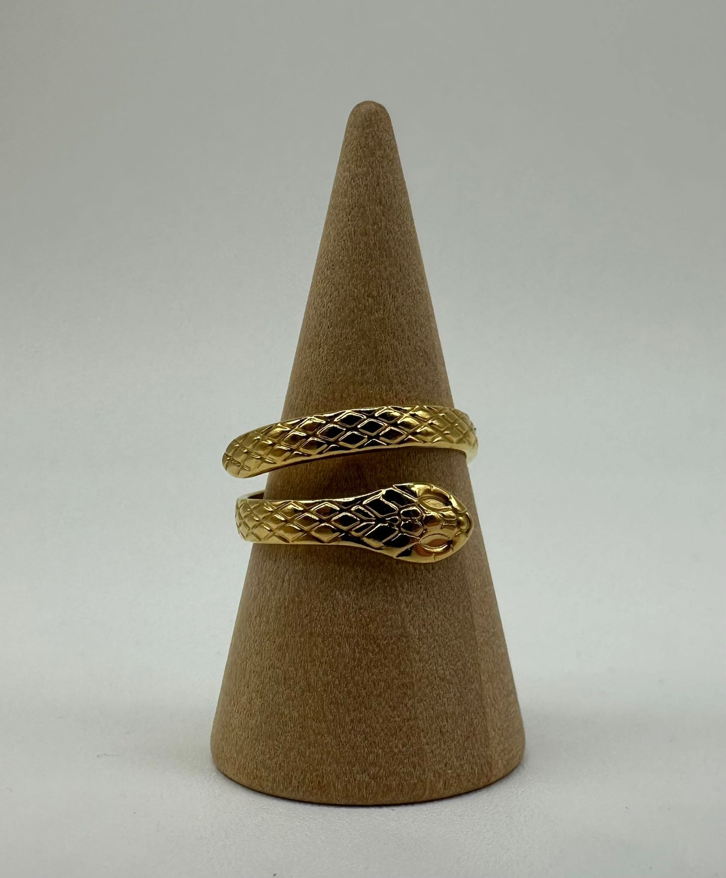 Anello Serpente Smaltato Nero Acciaio Inossidabile Oro - Design Avvolgente