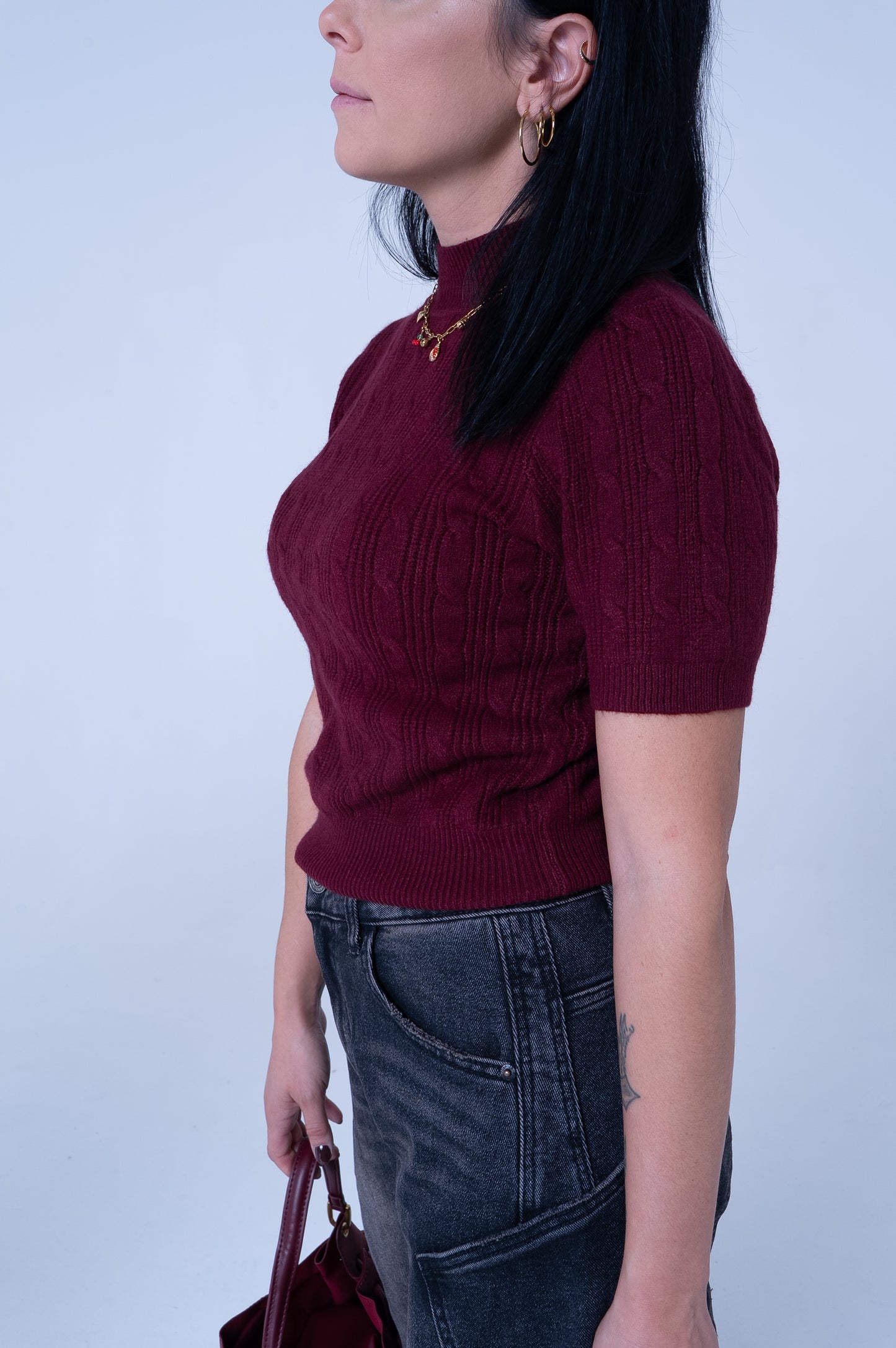 Maglia a Collo Alto Bordeaux - Eleganza Raffinata