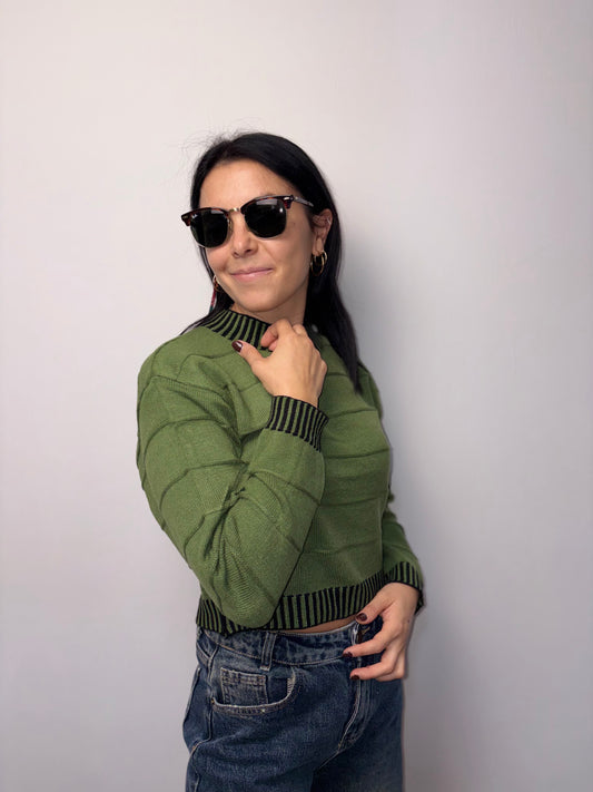 Maglione Crop con Righe - Stile Casual Elegante