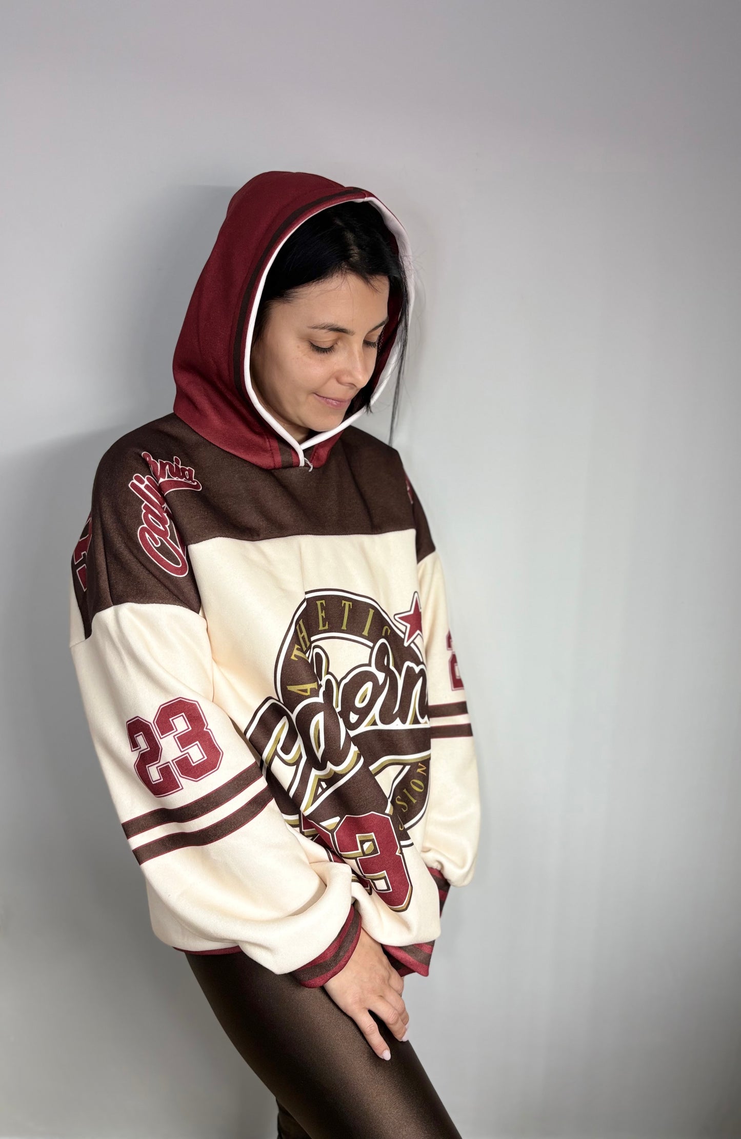 Felpa Donna con Cappuccio Stile College - Hoodie Oversize Athletic