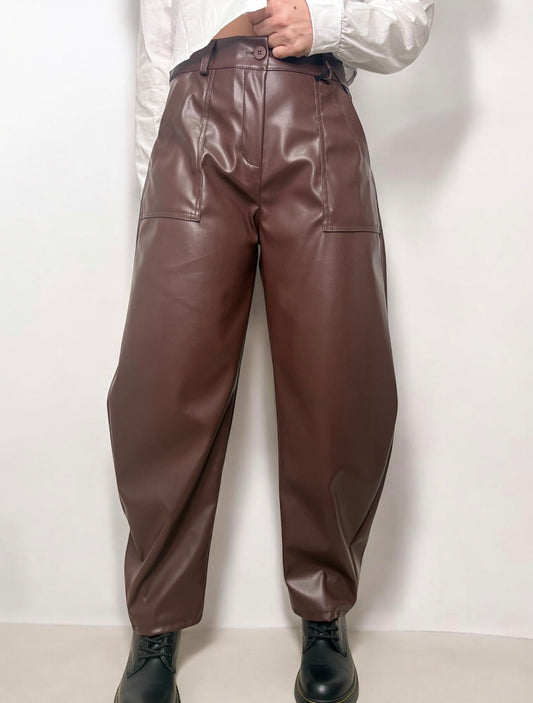 Pantaloni Donna Ecopelle Vita Alta