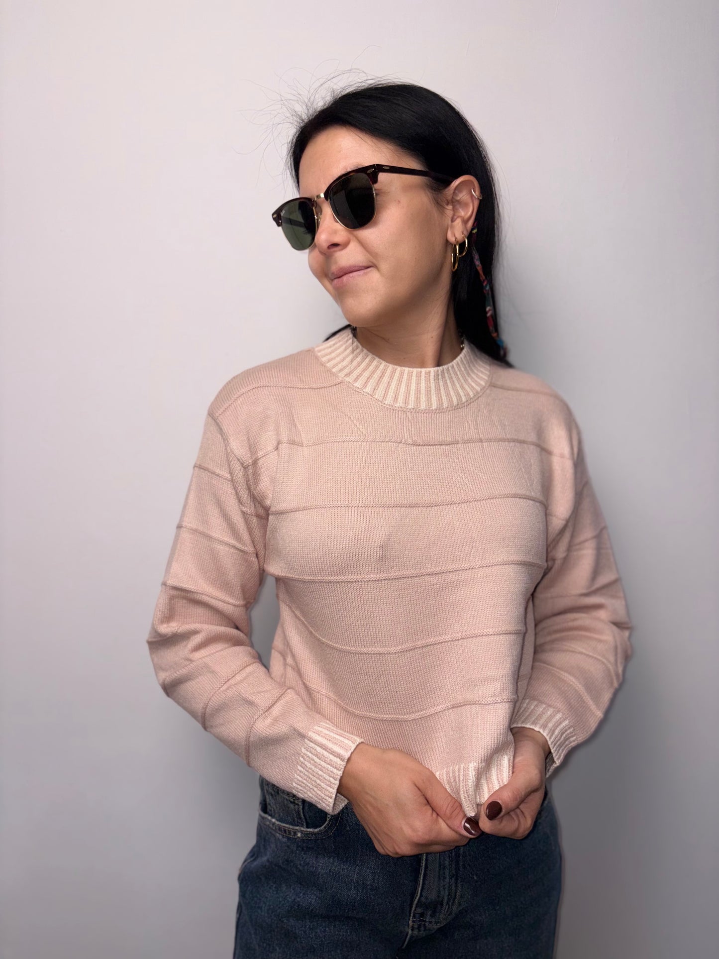 Maglione Crop con Righe - Stile Casual Elegante