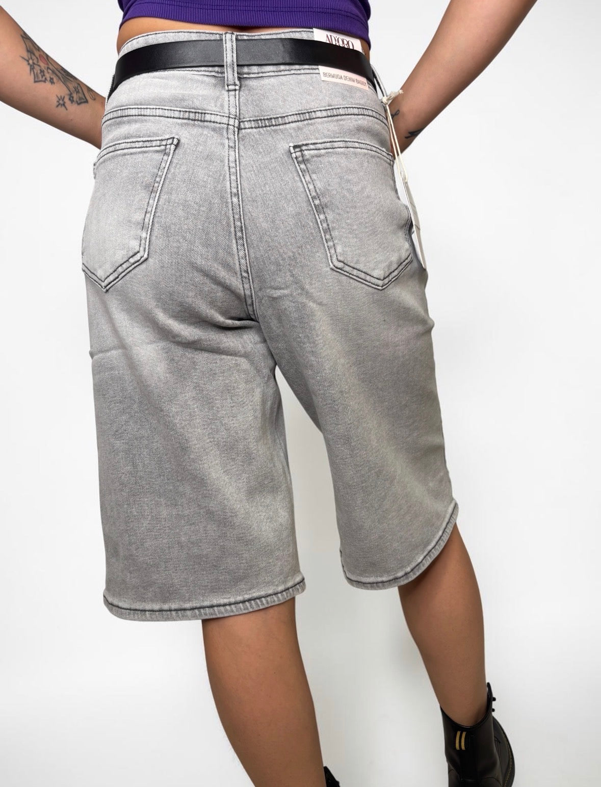Bermuda donna in denim con cinturino - DR-CLYDE SHOP