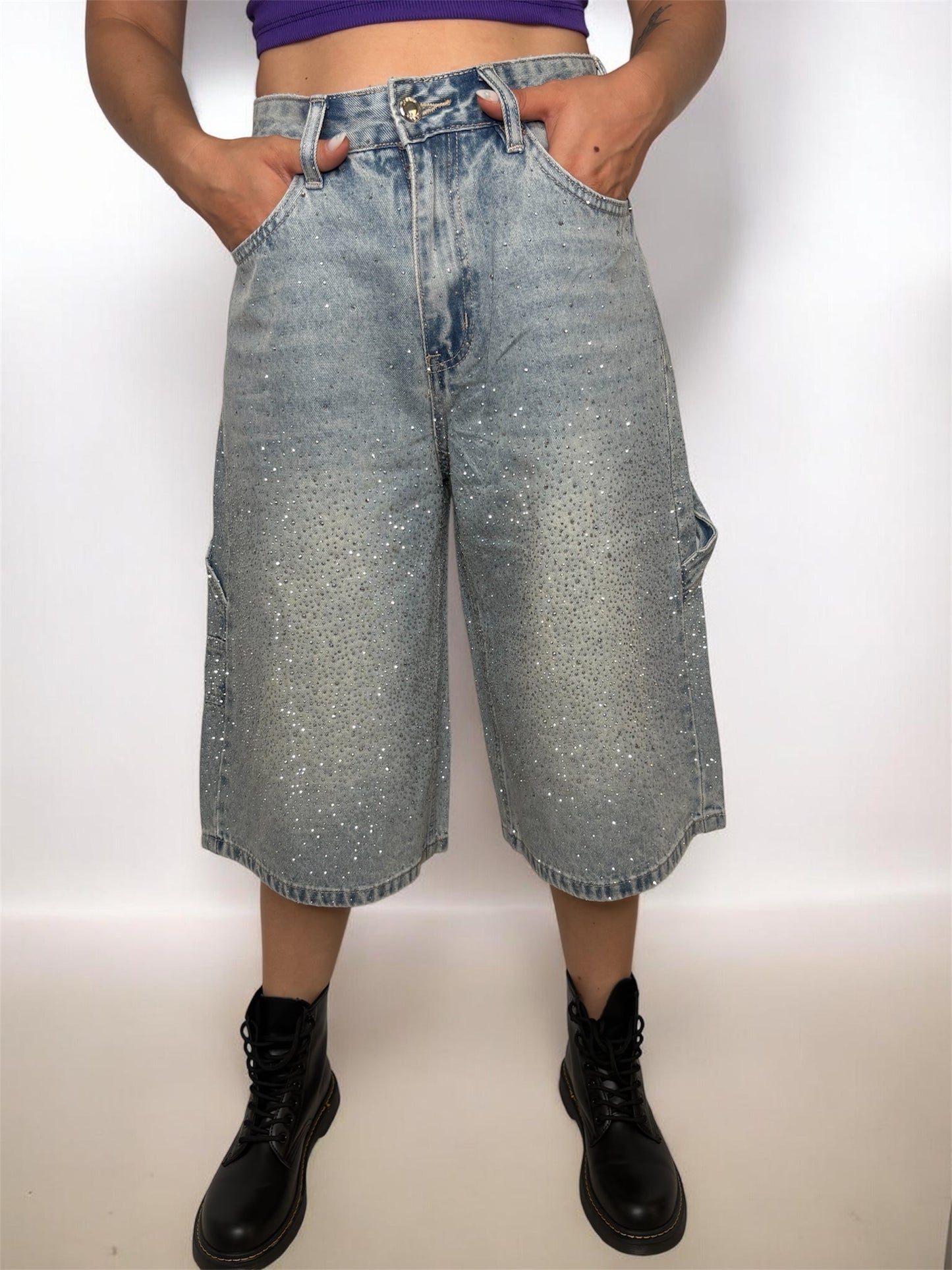 Bermuda donna con brillantini- DR-CLYDE SHOP ONLINE