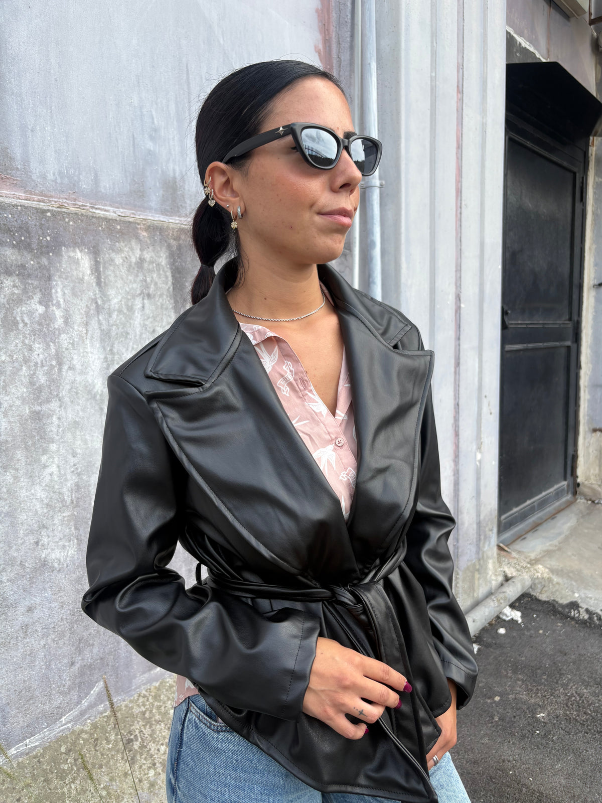 Giacca in Similpelle con Cintura - DR-CLYDE SHOP ONLINE