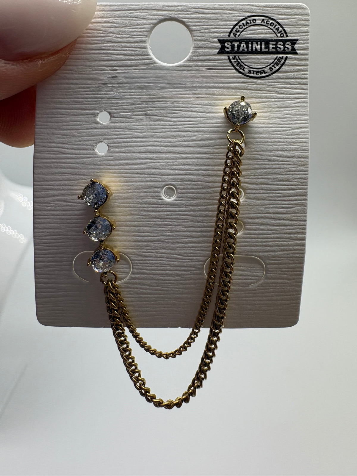 Orecchini doppio foro con punti luce Acciaio Inossidabile - DR-CLYDE SHOP ONLINE