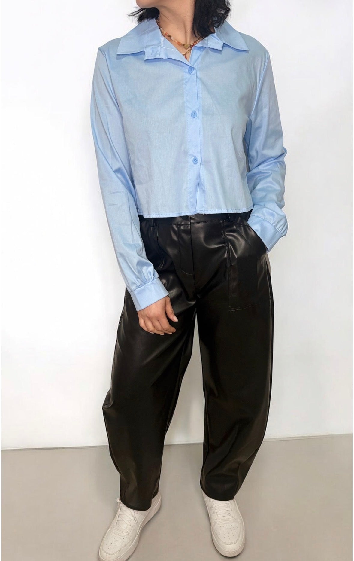 Pantaloni Donna Ecopelle Vita Alta