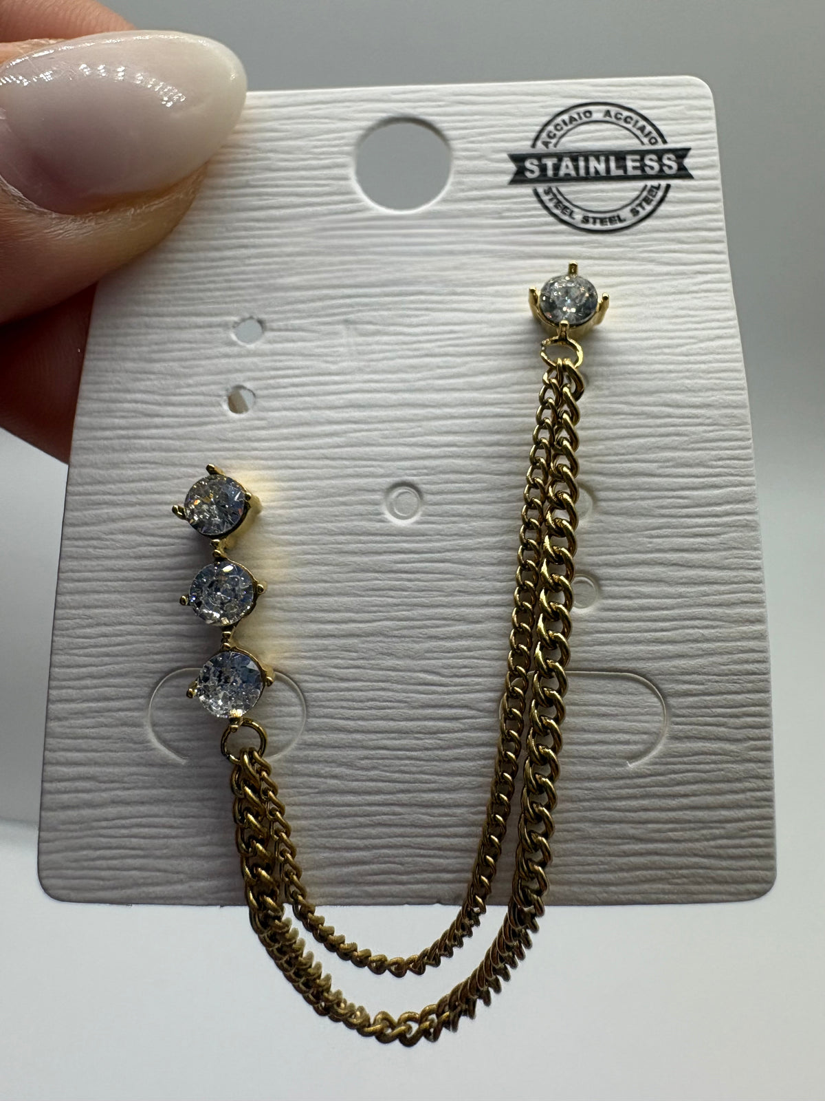 Orecchini doppio foro con punti luce Acciaio Inossidabile - DR-CLYDE SHOP ONLINE