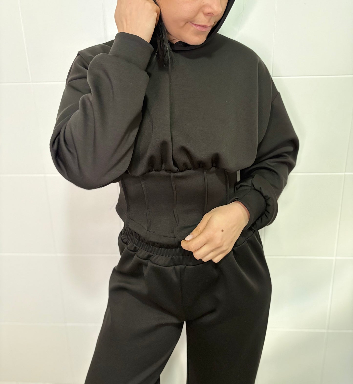 Coordinato Tuta Nera Felpa Donna Taglia Unica