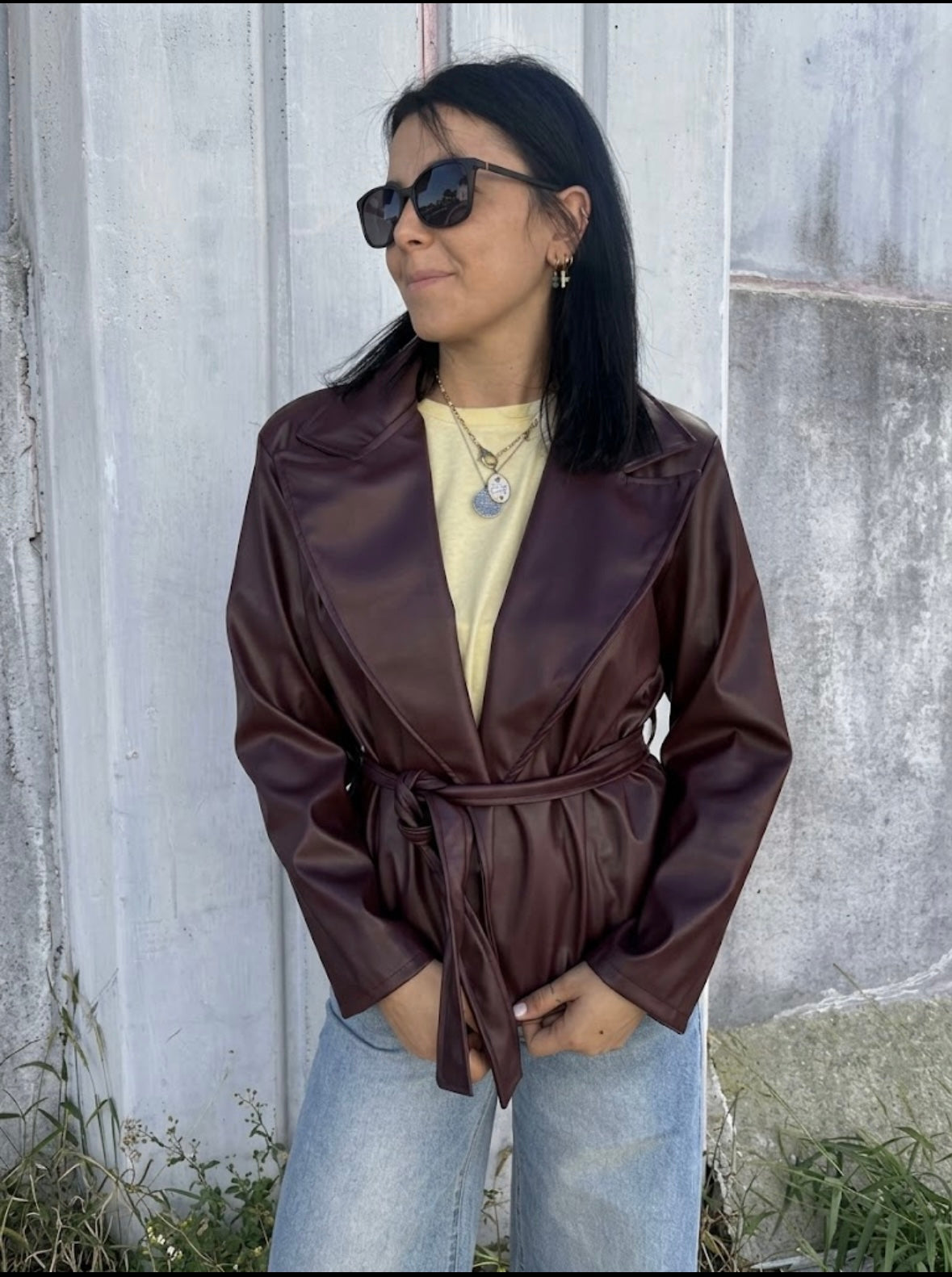 Giacca in Similpelle con Cintura - DR-CLYDE SHOP ONLINE
