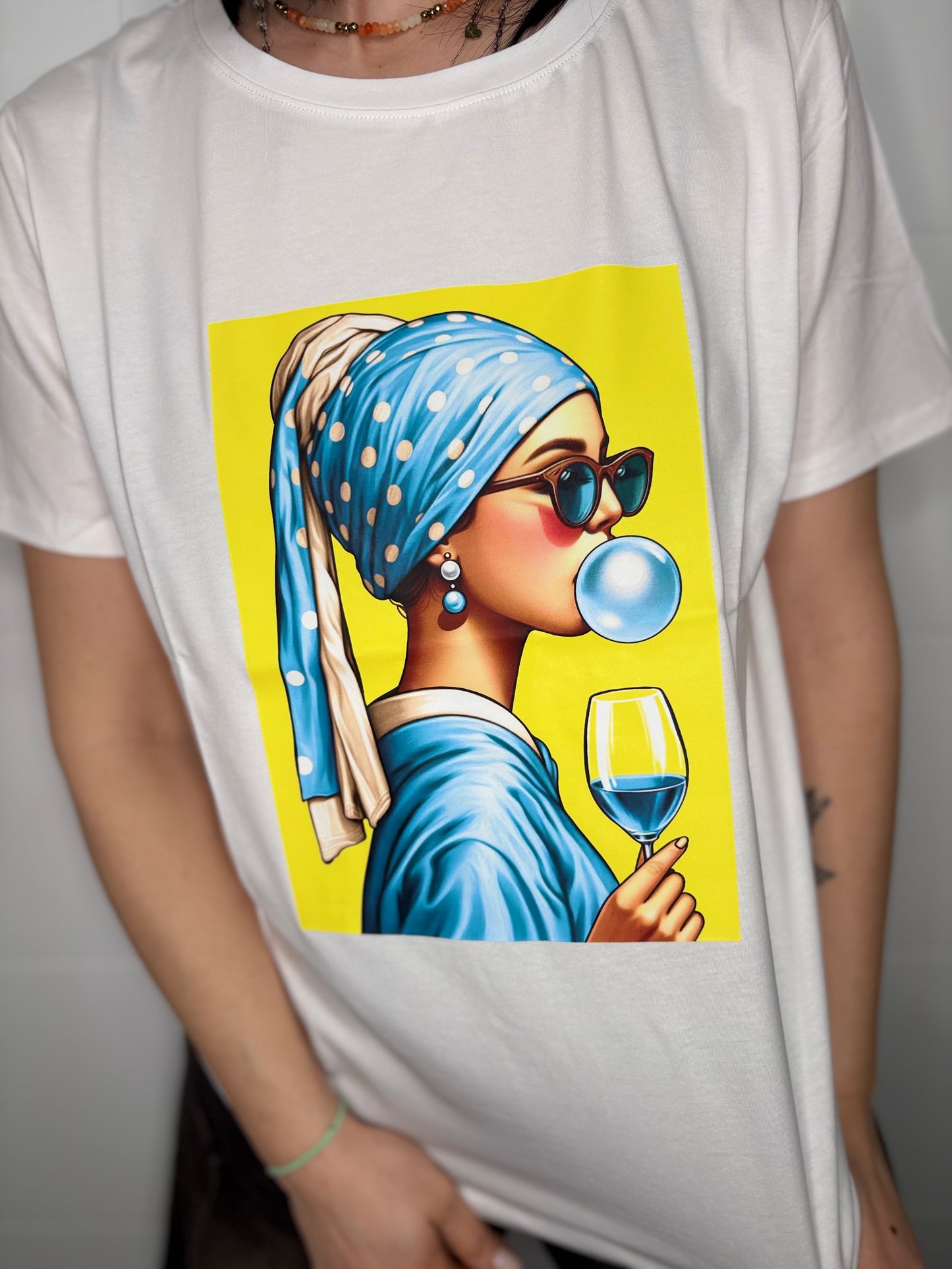 T-Shirt Donna Artistica con Grafica Pop Art - Taglia Unica