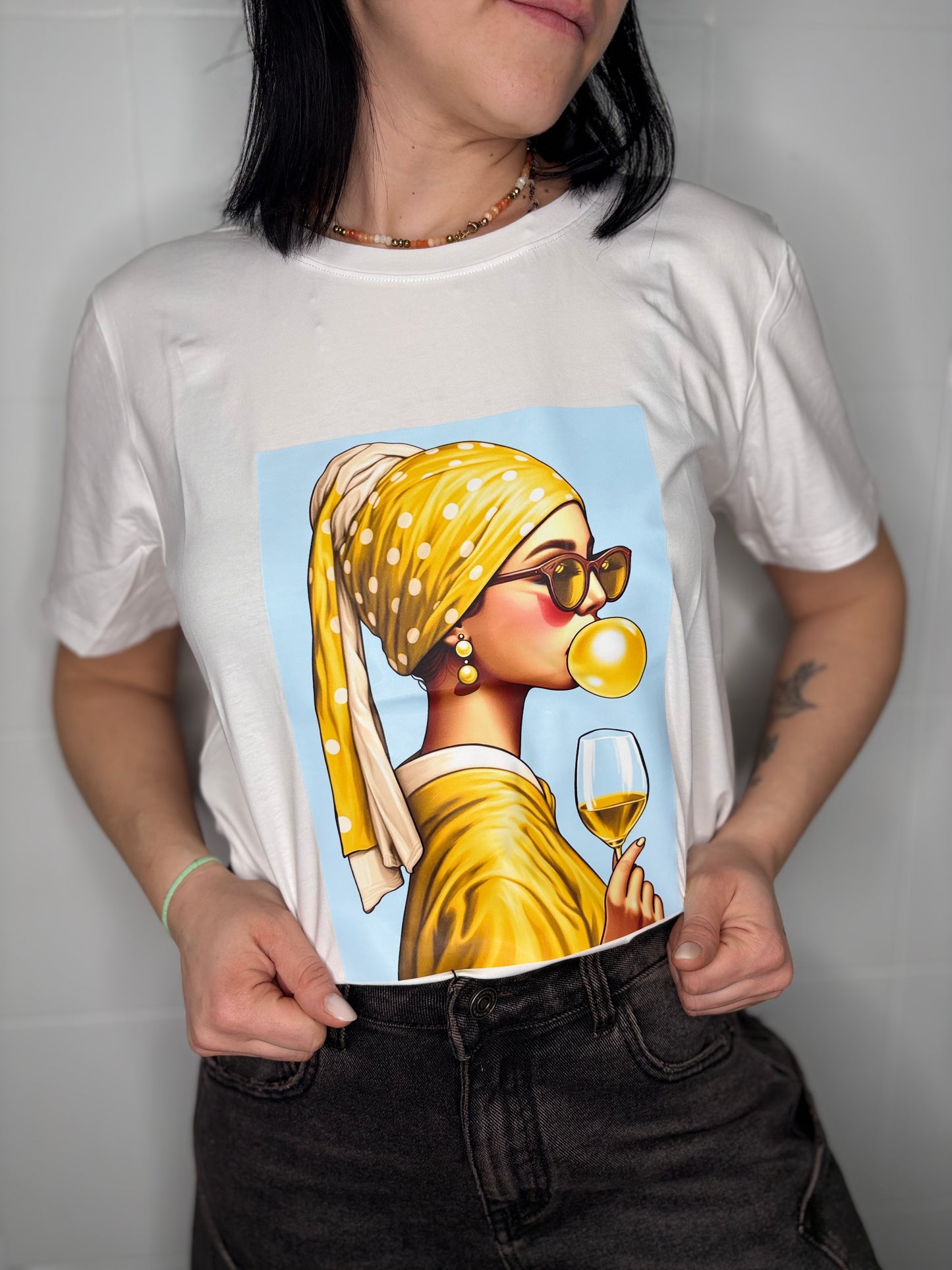 T-Shirt Donna Artistica con Grafica Pop Art - Taglia Unica