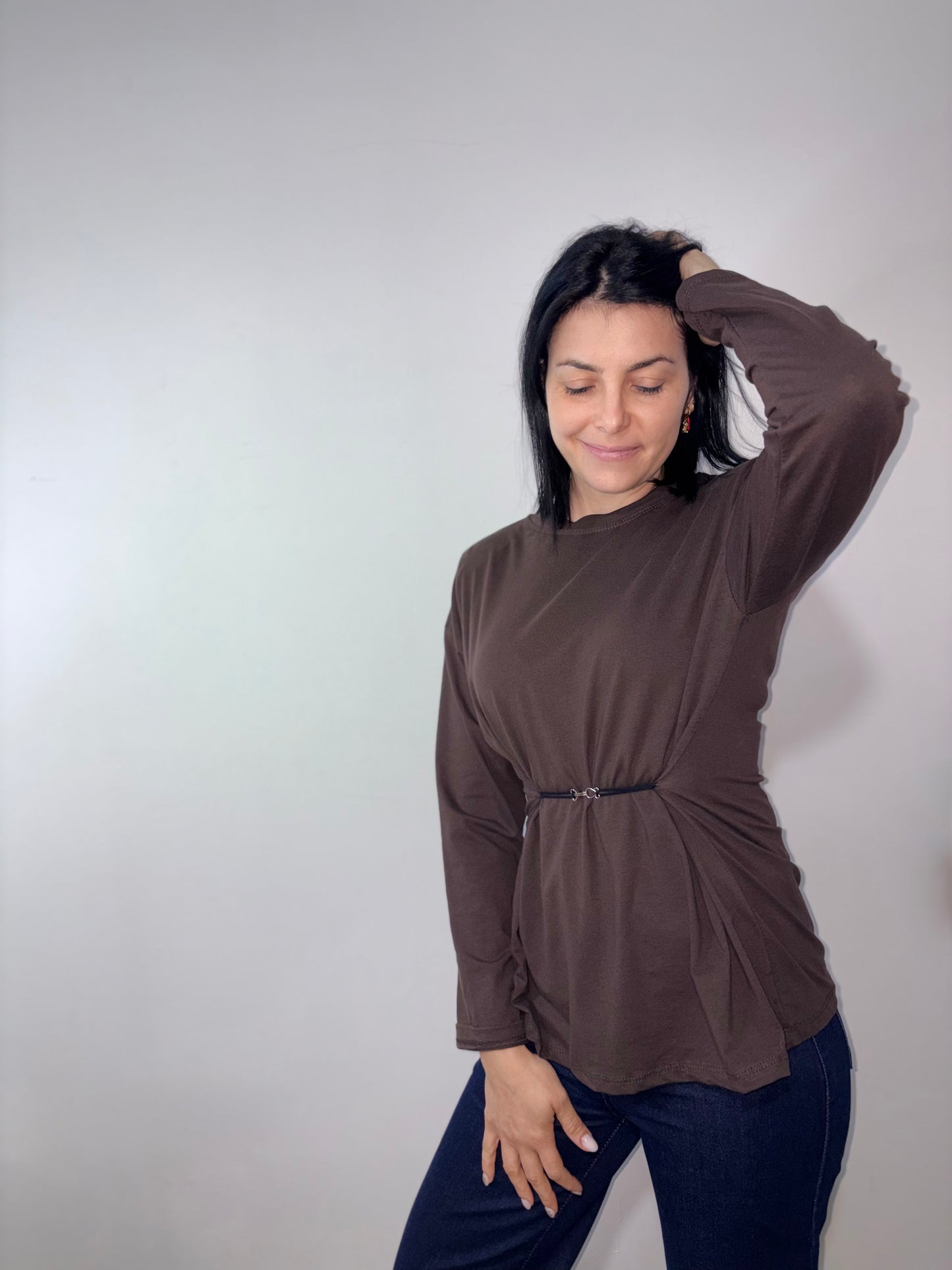 Maglia Donna con Cintura Maniche Lunghe - Taglia Unica