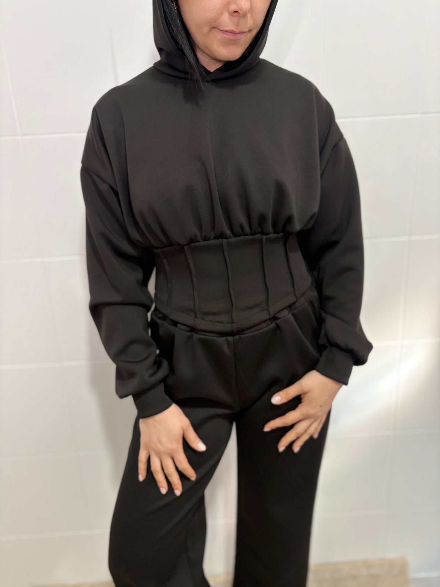 Coordinato Tuta Nera Felpa Donna Taglia Unica