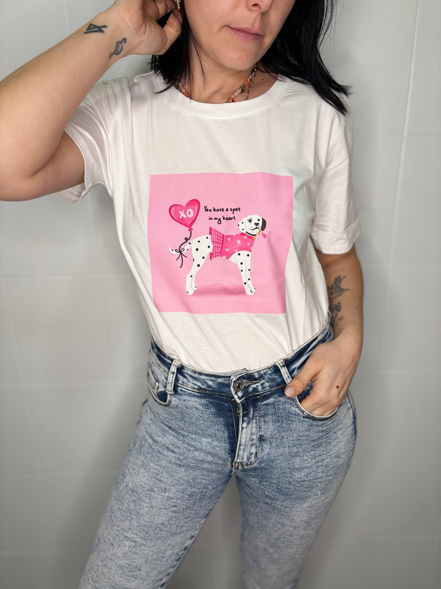 T-Shirt Dalmata Romantica XO - Taglia Unica XS-XL