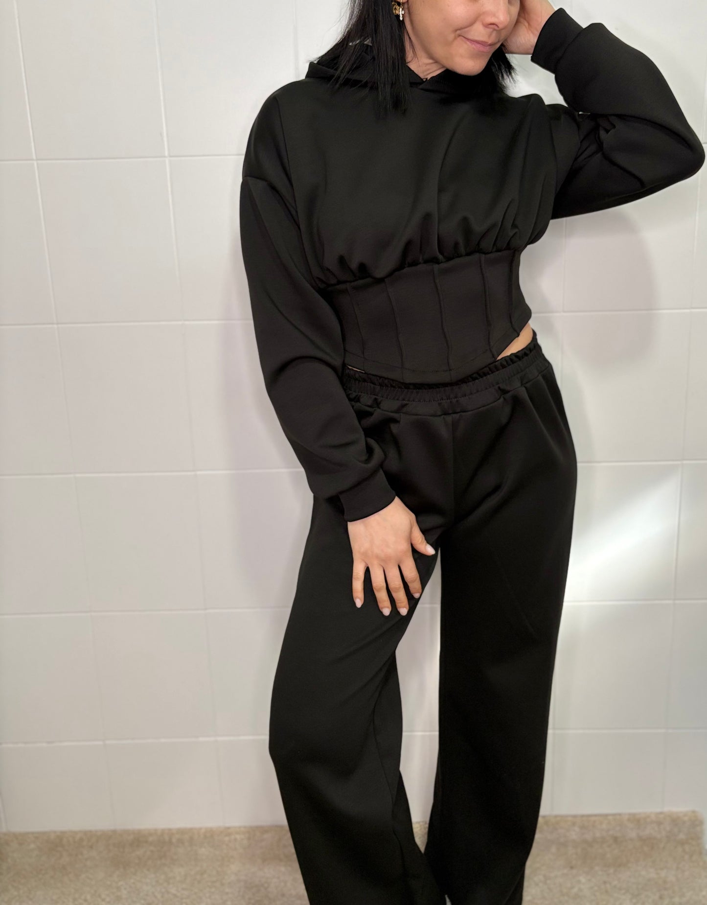 Coordinato Tuta Nera Felpa Donna Taglia Unica