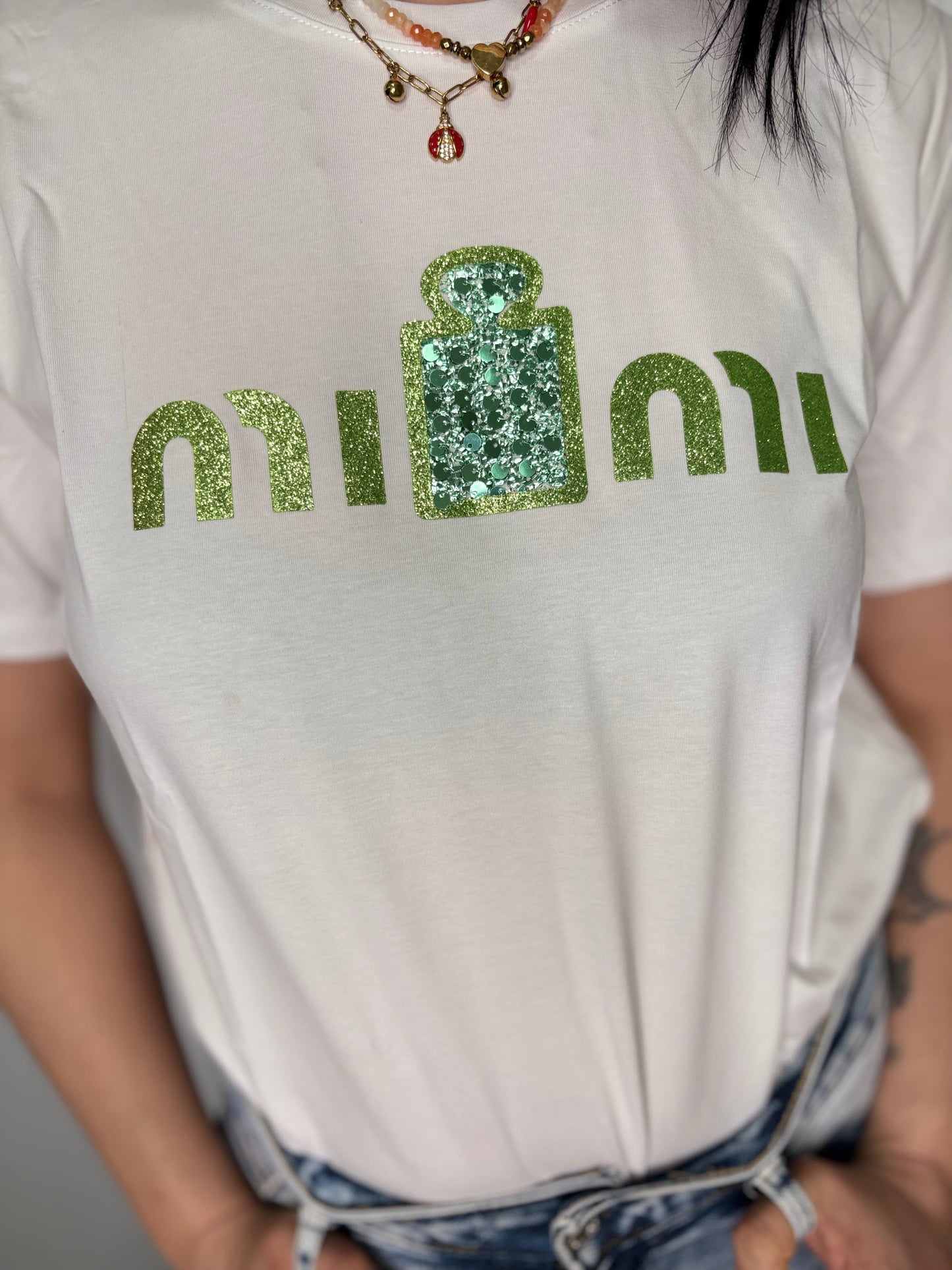 T-Shirt Glitter Verde - Taglia Unica XS-XL