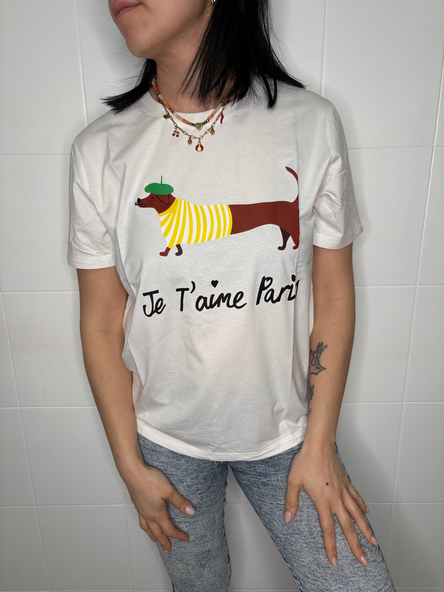 T-Shirt Donna Je T'aime Paris - Bassotto Parigino