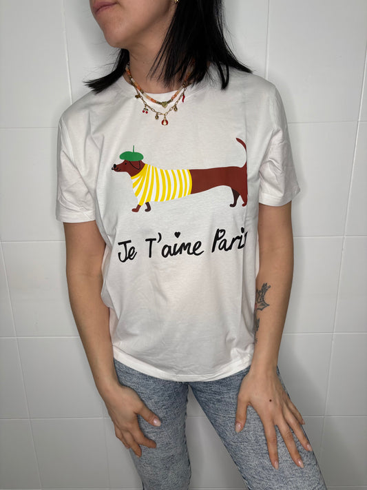 T-Shirt Donna Je T'aime Paris - Bassotto Parigino