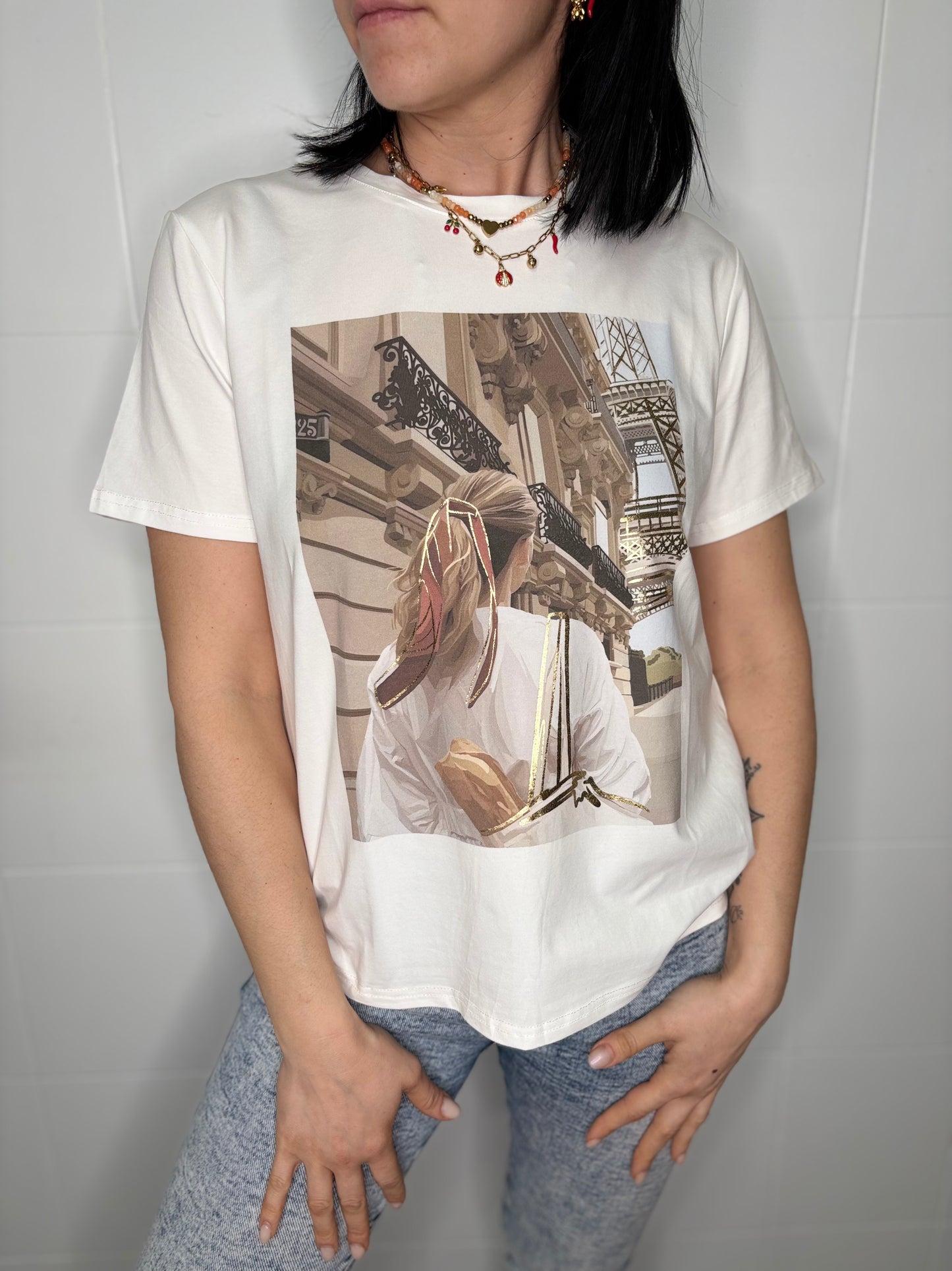 T-Shirt Donna Paris Torre Eiffel Stampa Fotografica Cotone 100% | DR-CLYDE SHOP