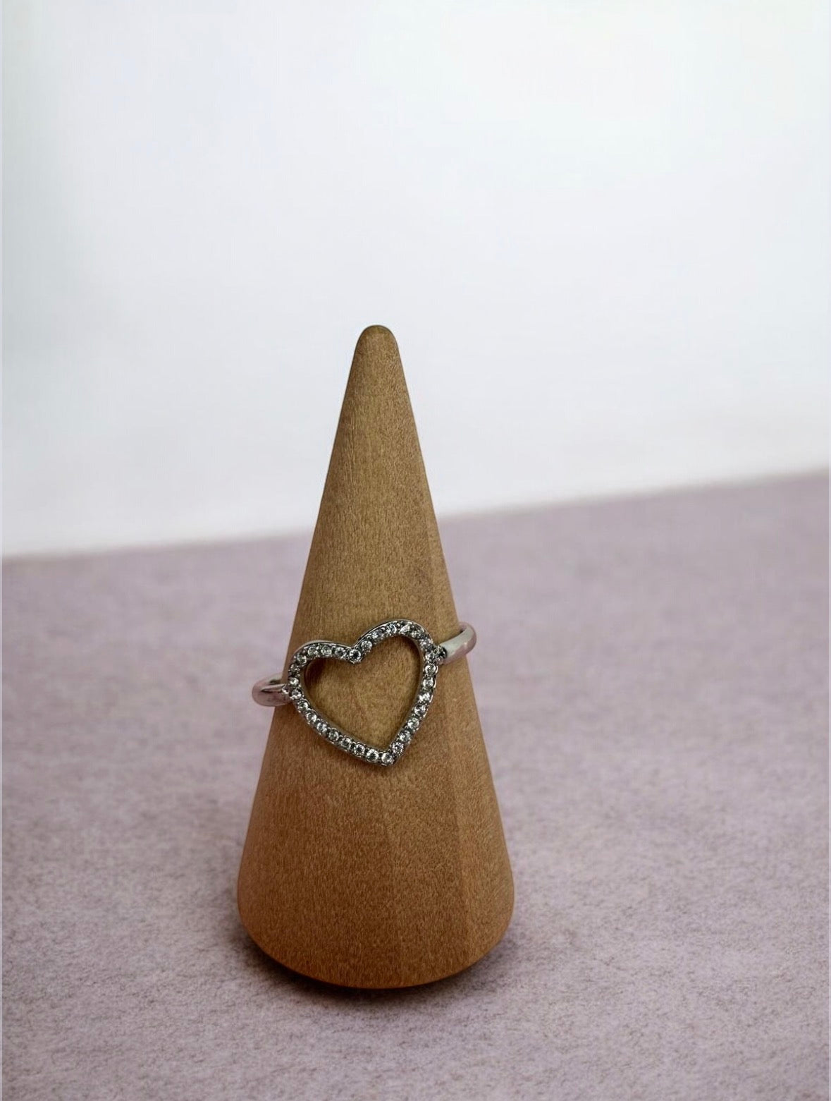 Anello Cuore Regolabile con Strass - Oro e Argento