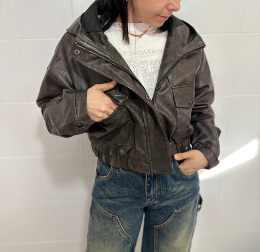 Giacca Bomber Donna con Cappuccio - Taglia Unica