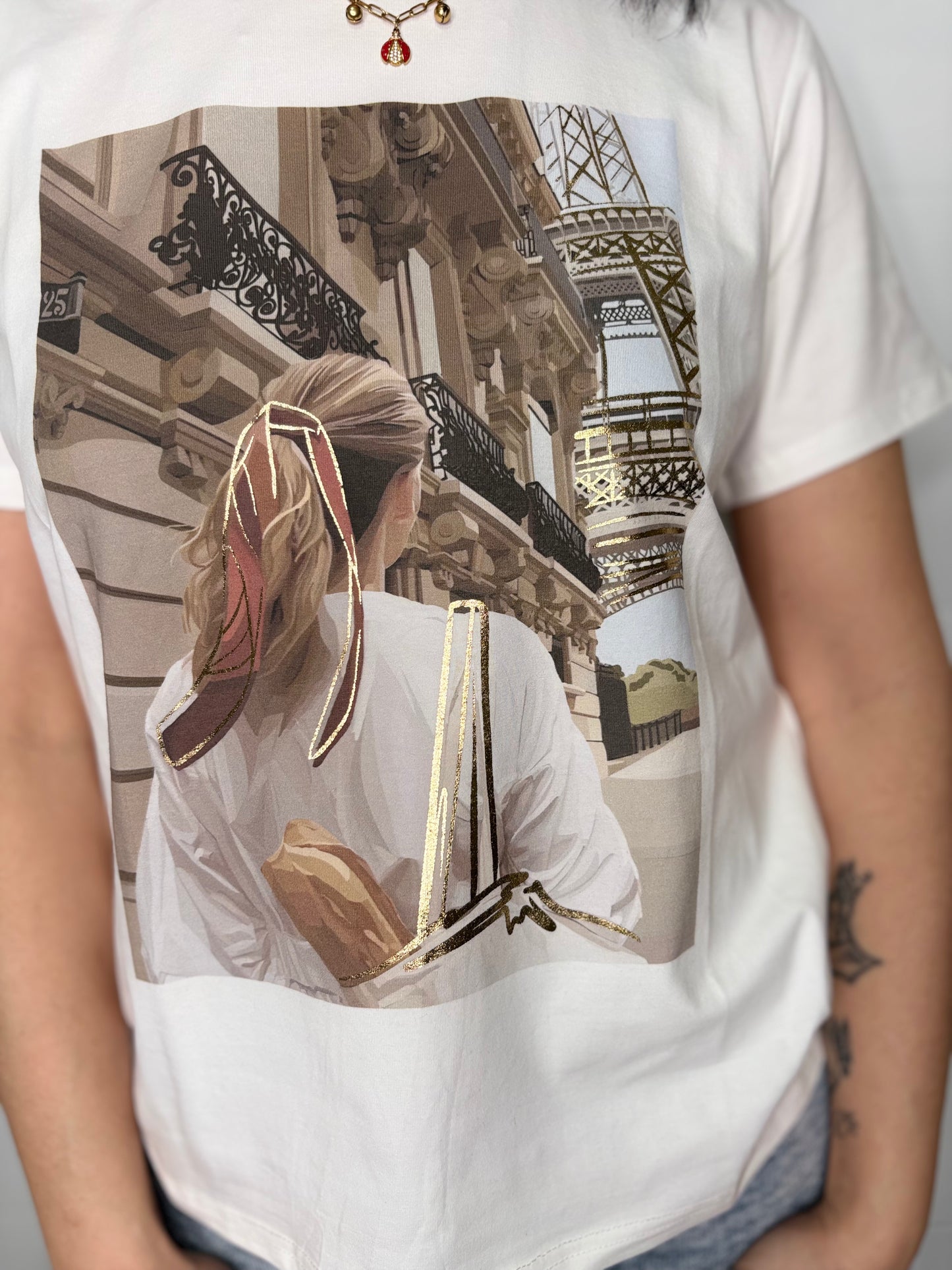 T-Shirt Donna Paris Torre Eiffel Stampa Fotografica Cotone 100% | DR-CLYDE SHOP