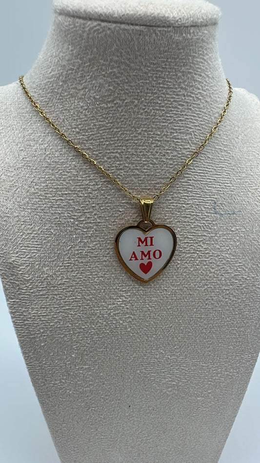 Collana donna con ciondolo “Mi Amo” - Acciaio inossidabile