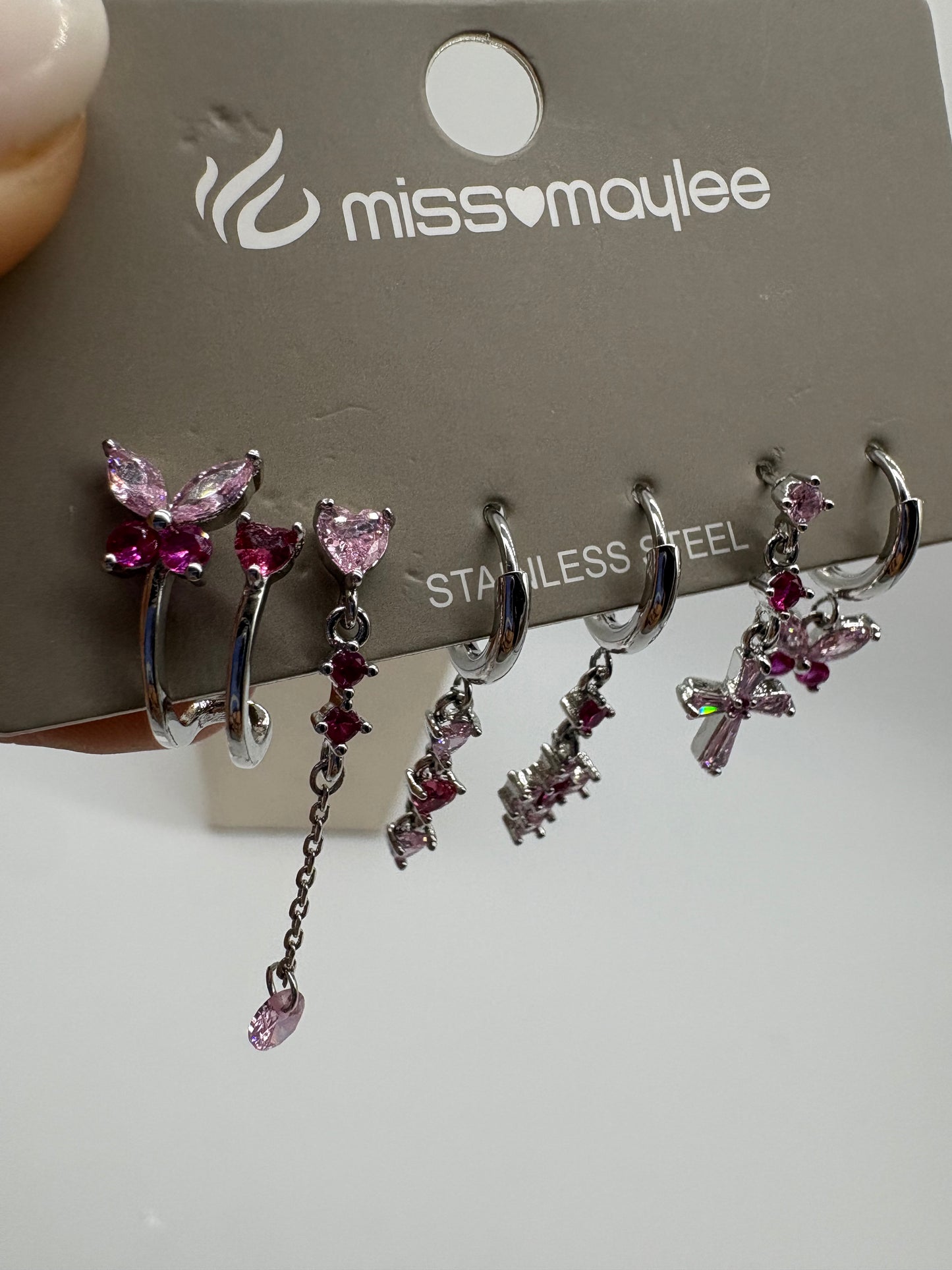 Set orecchini colore lilla - acciaio inossidabile
