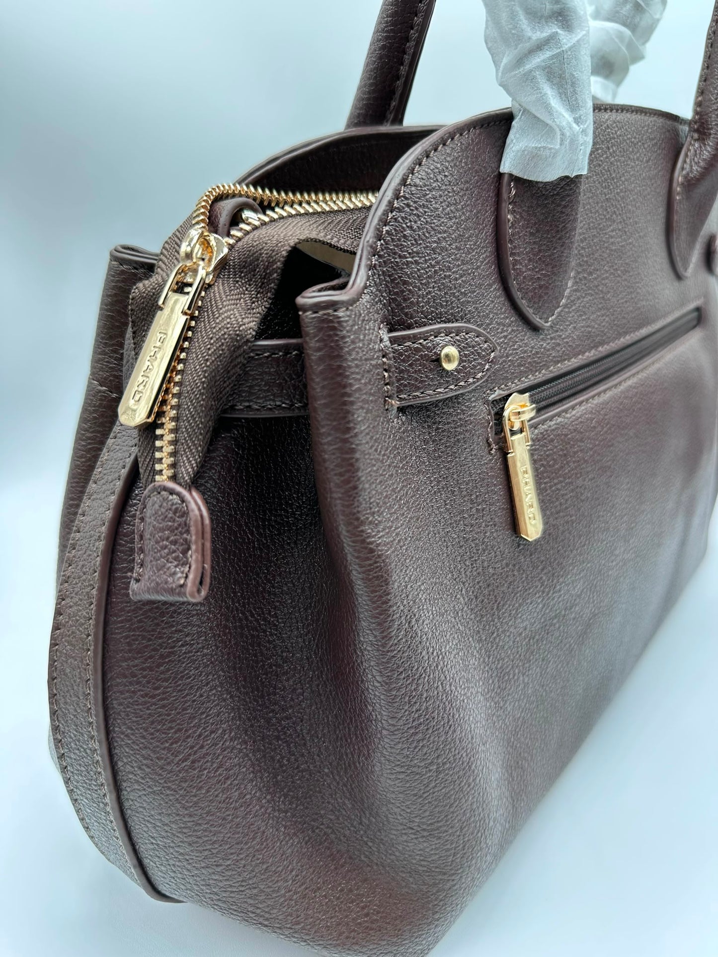 Borsa a bauletto in similpelle marrone - DR-CLYDE SHOP ONLINE