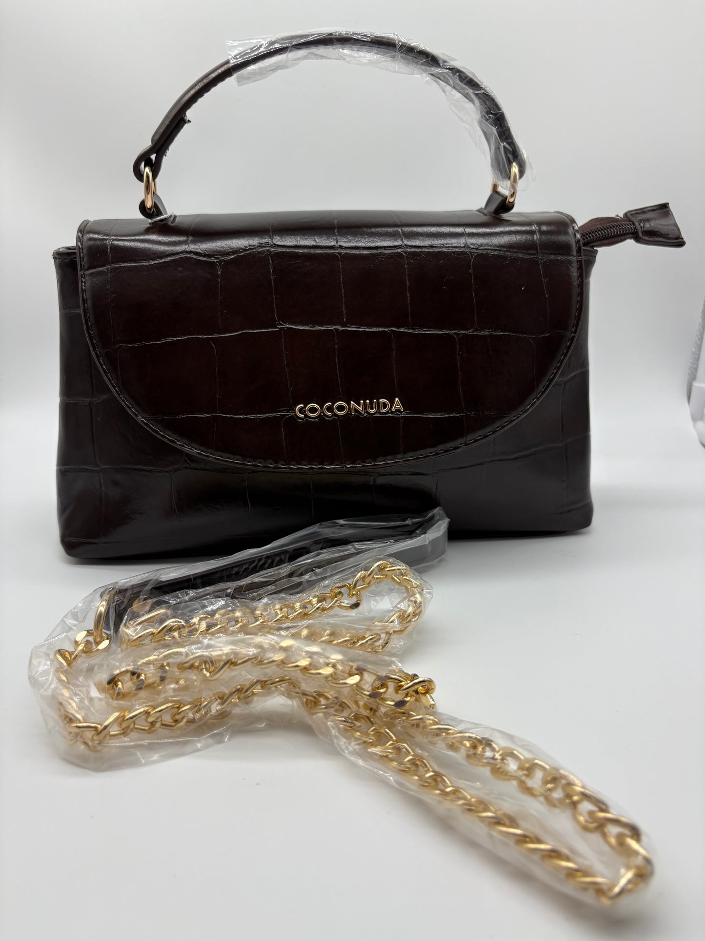 Borsetta pitonata in Similpelle Coffee - DR-CLYDE SHOP ONLINE