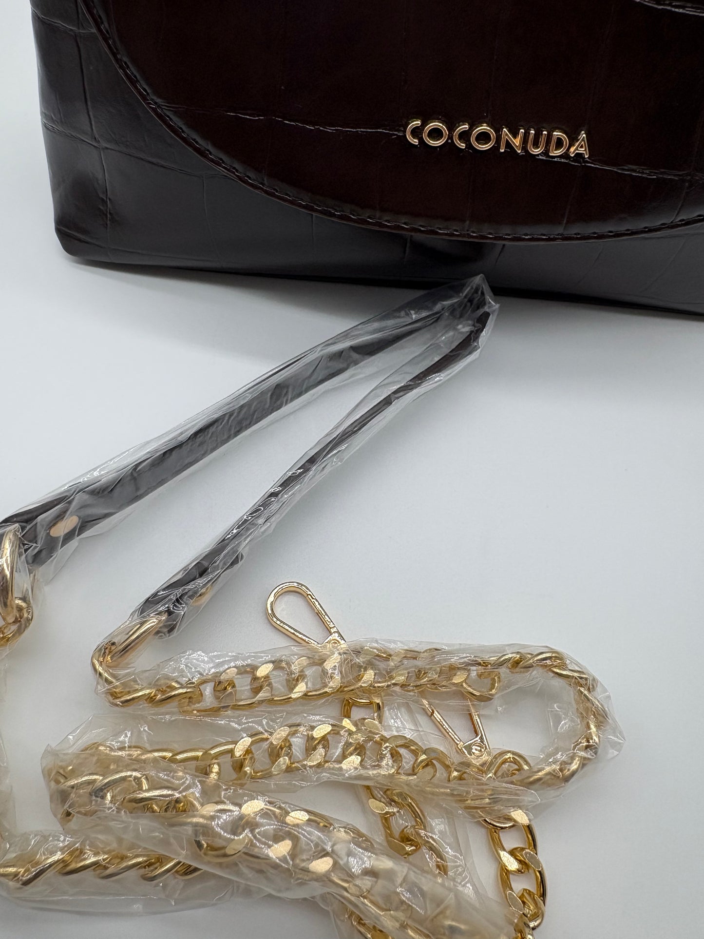 Borsetta pitonata in Similpelle Coffee - DR-CLYDE SHOP ONLINE