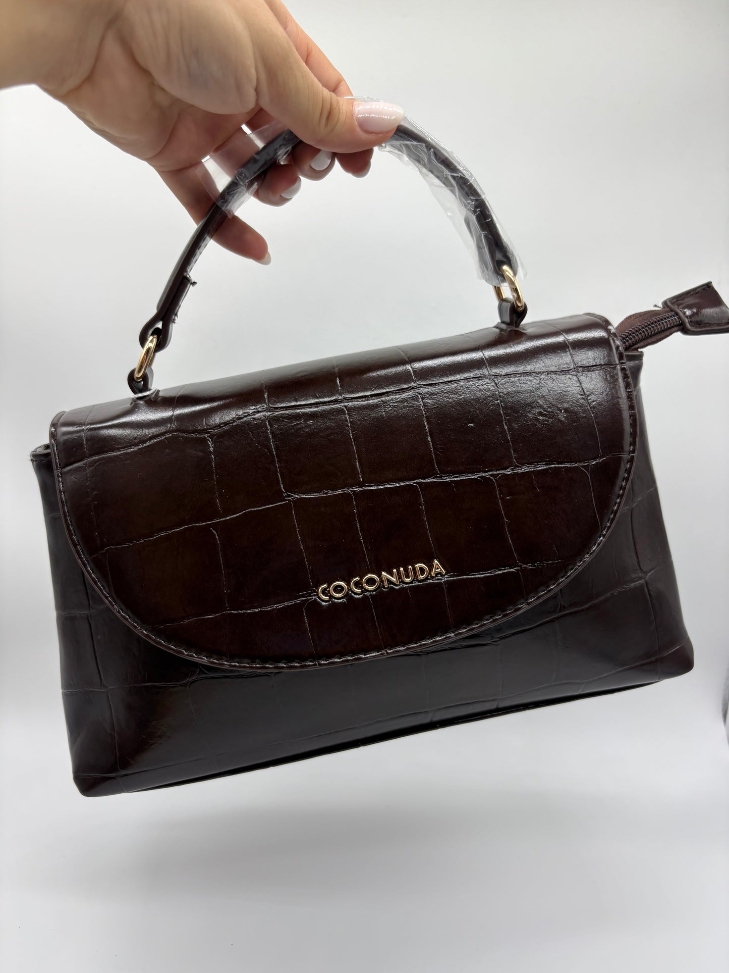 Borsetta pitonata in Similpelle Coffee - DR-CLYDE SHOP ONLINE