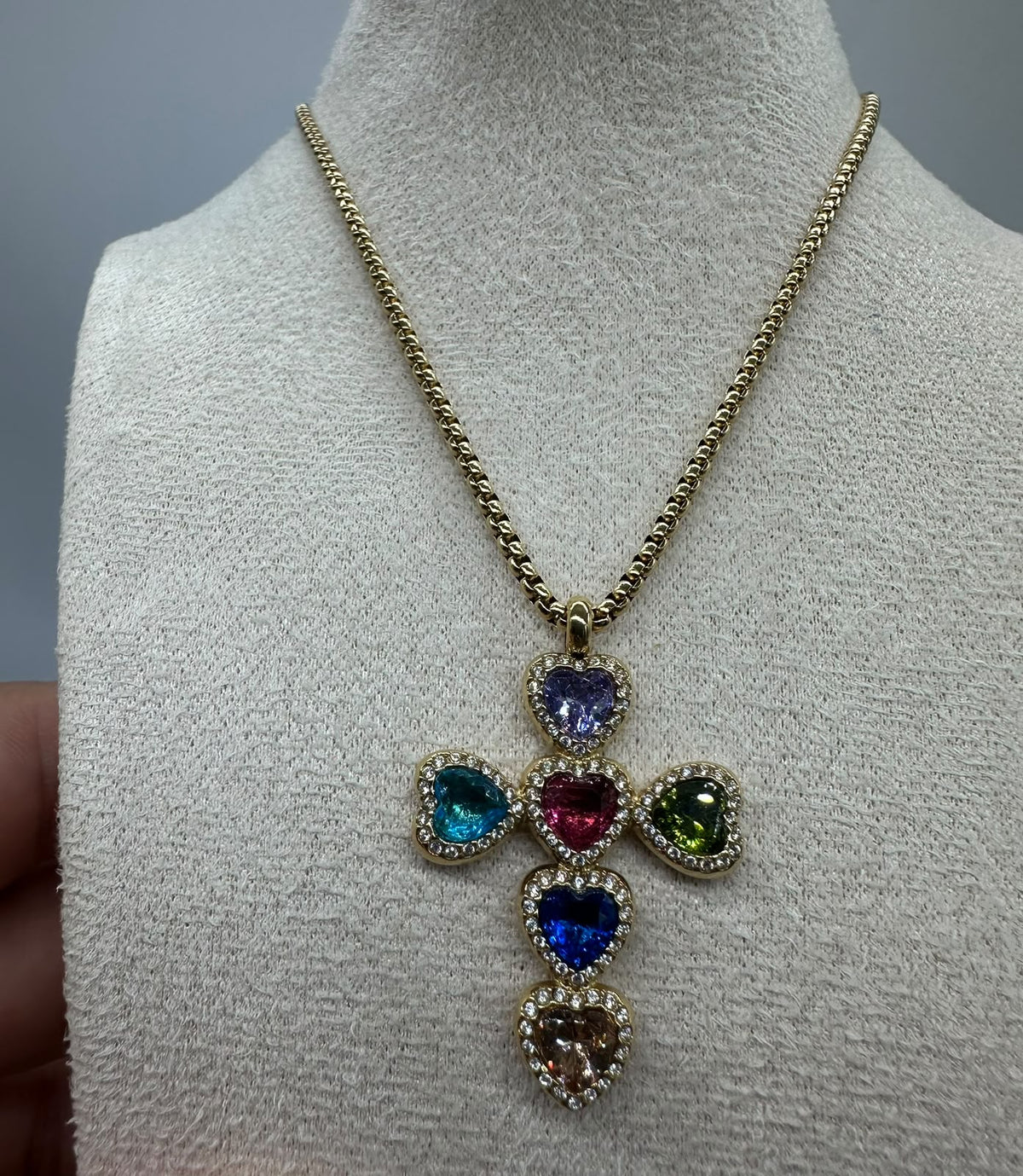 Collana con Crocifisso con pietre colorate Acciaio Inossidabile - DR-CLYDE SHOP ONLINE