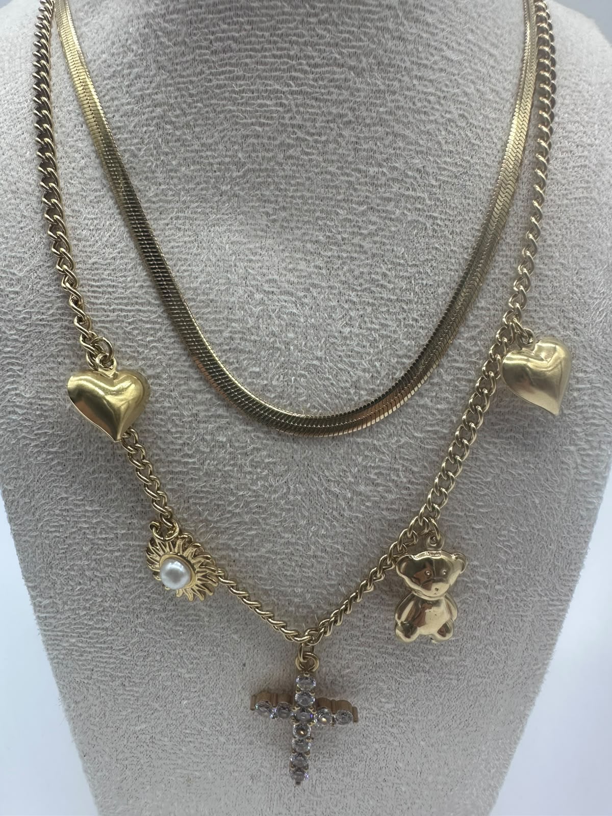 Collana doppio filo con Charms