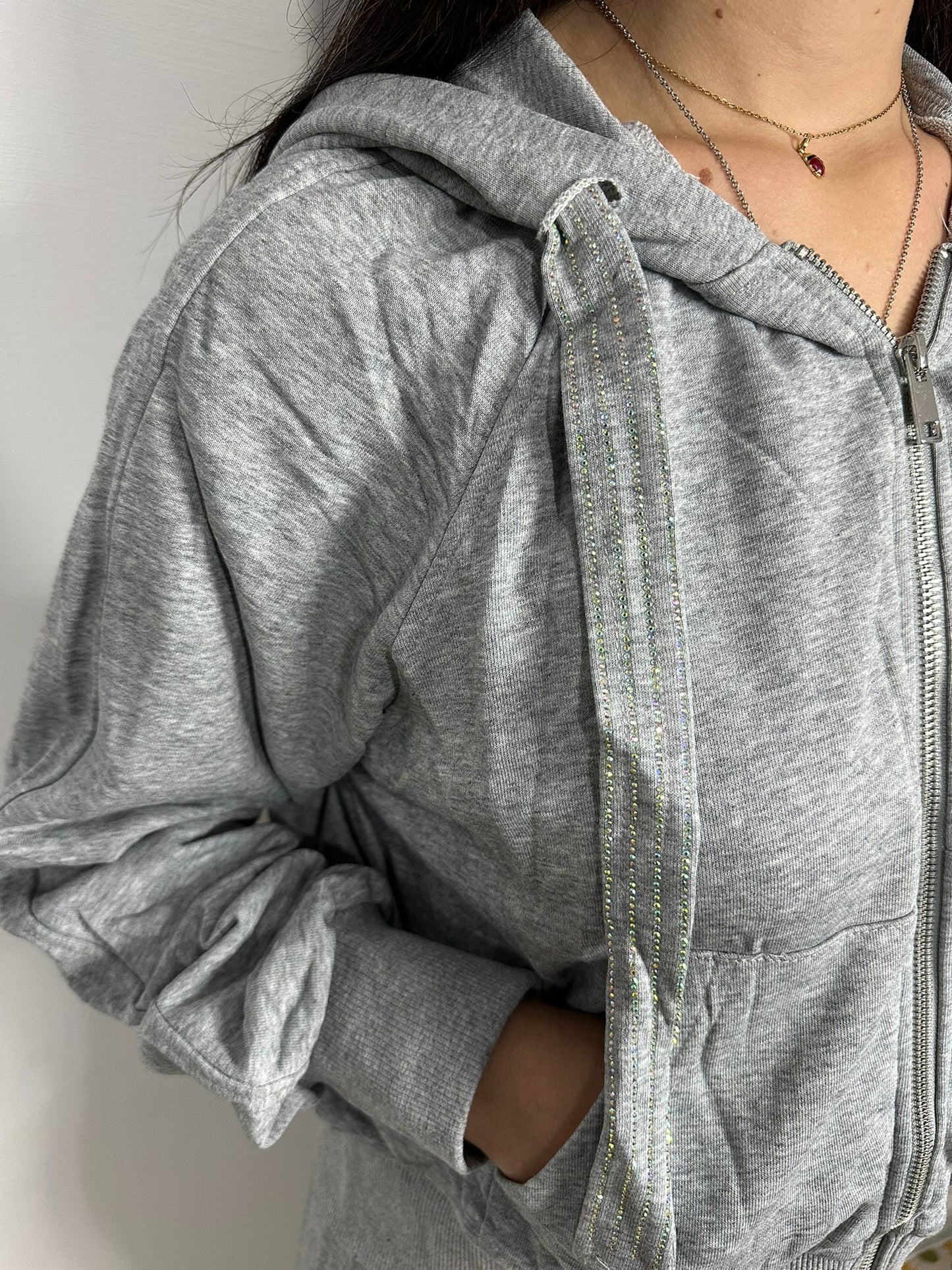 Tuta Sportiva Donna con Strass - Completo Felpa e Pantalone