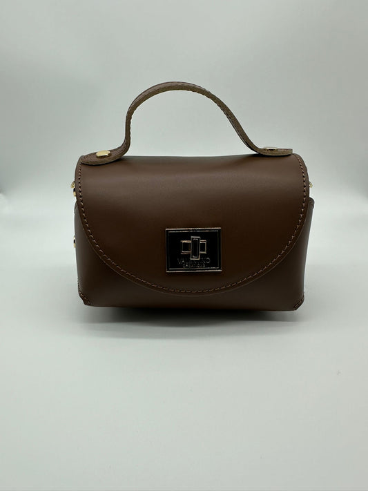 Borsa in Vera Pelle Marrone con Tracolla - Elegante Bauletto Artigianale